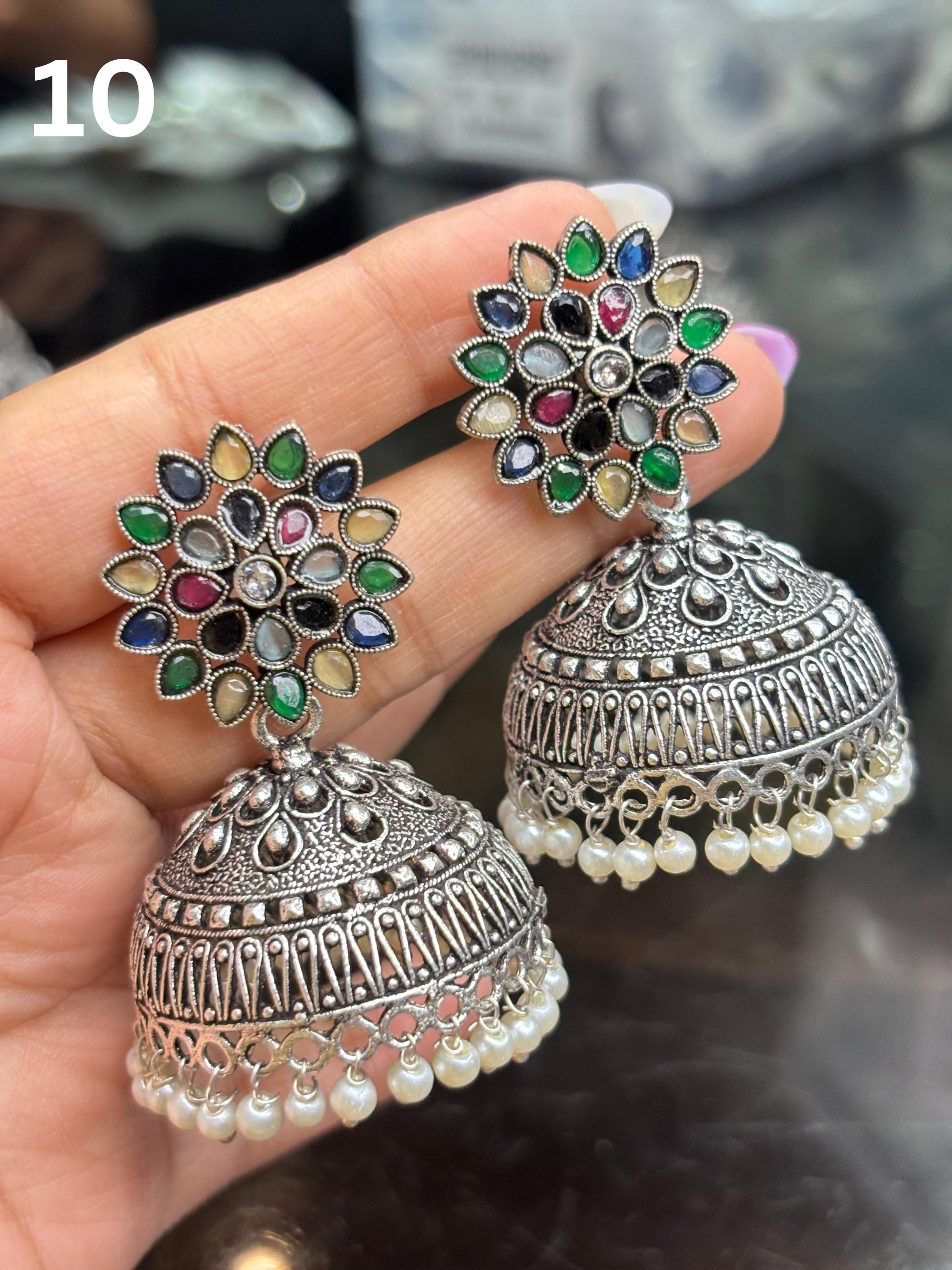Premium German Silver Jhumkas