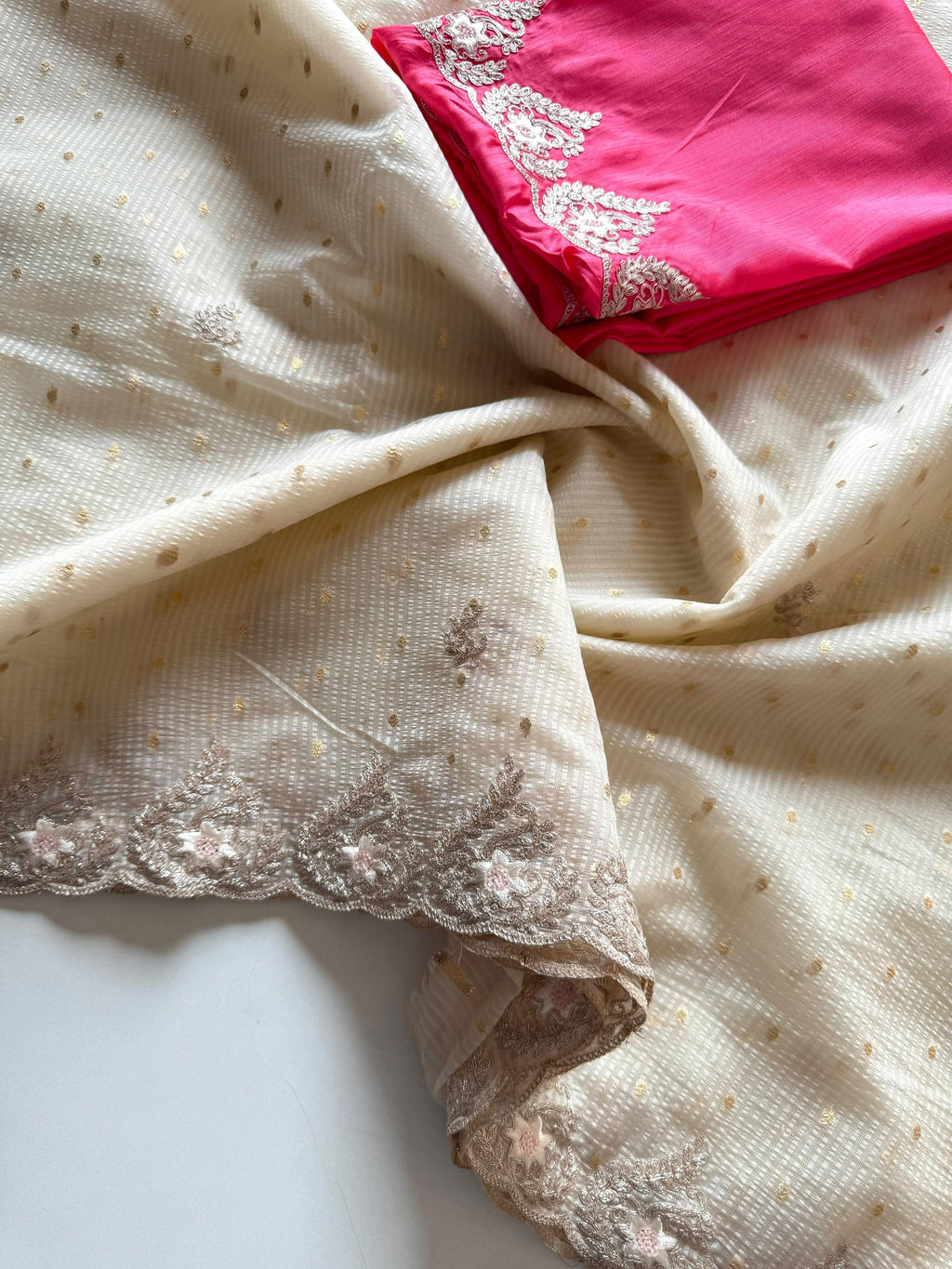 Soft Tussar Silk Embroidery Saree