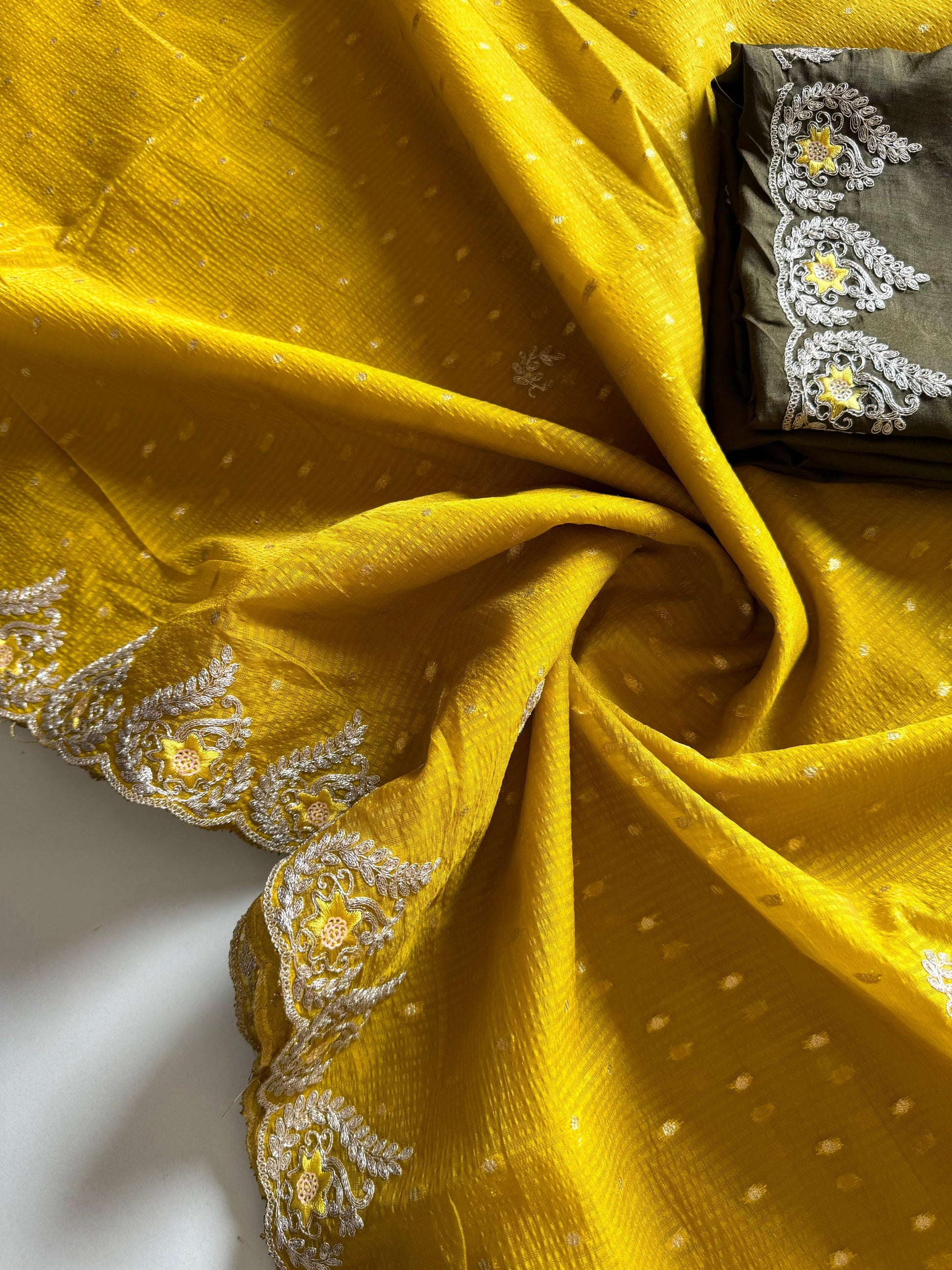 Soft Tussar Silk Embroidery Saree
