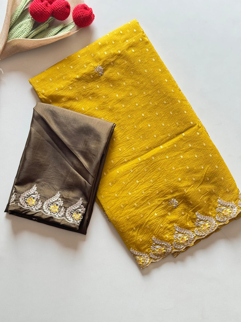 Soft Tussar Silk Embroidery Saree