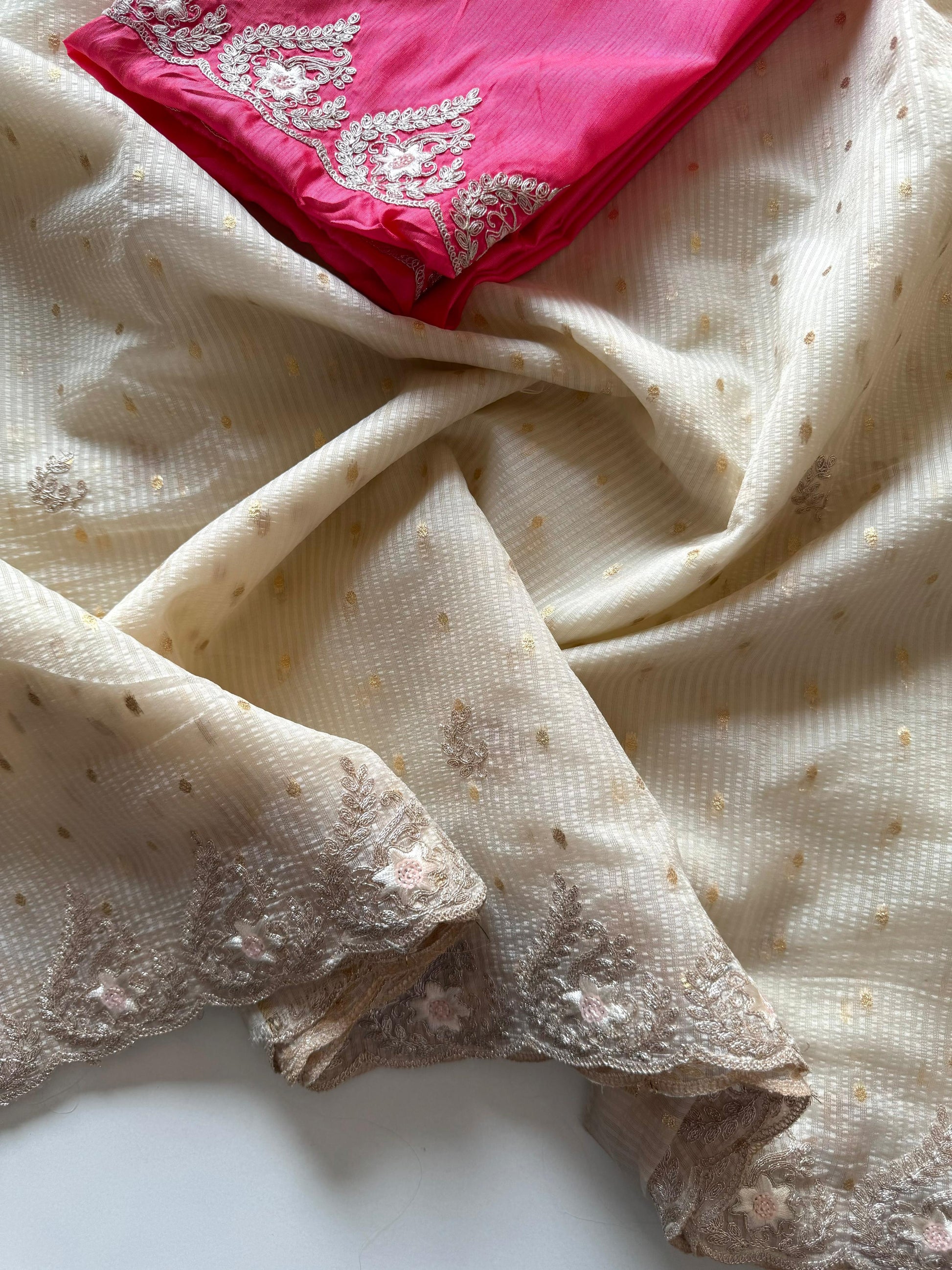 Soft Tussar Silk Embroidery Saree