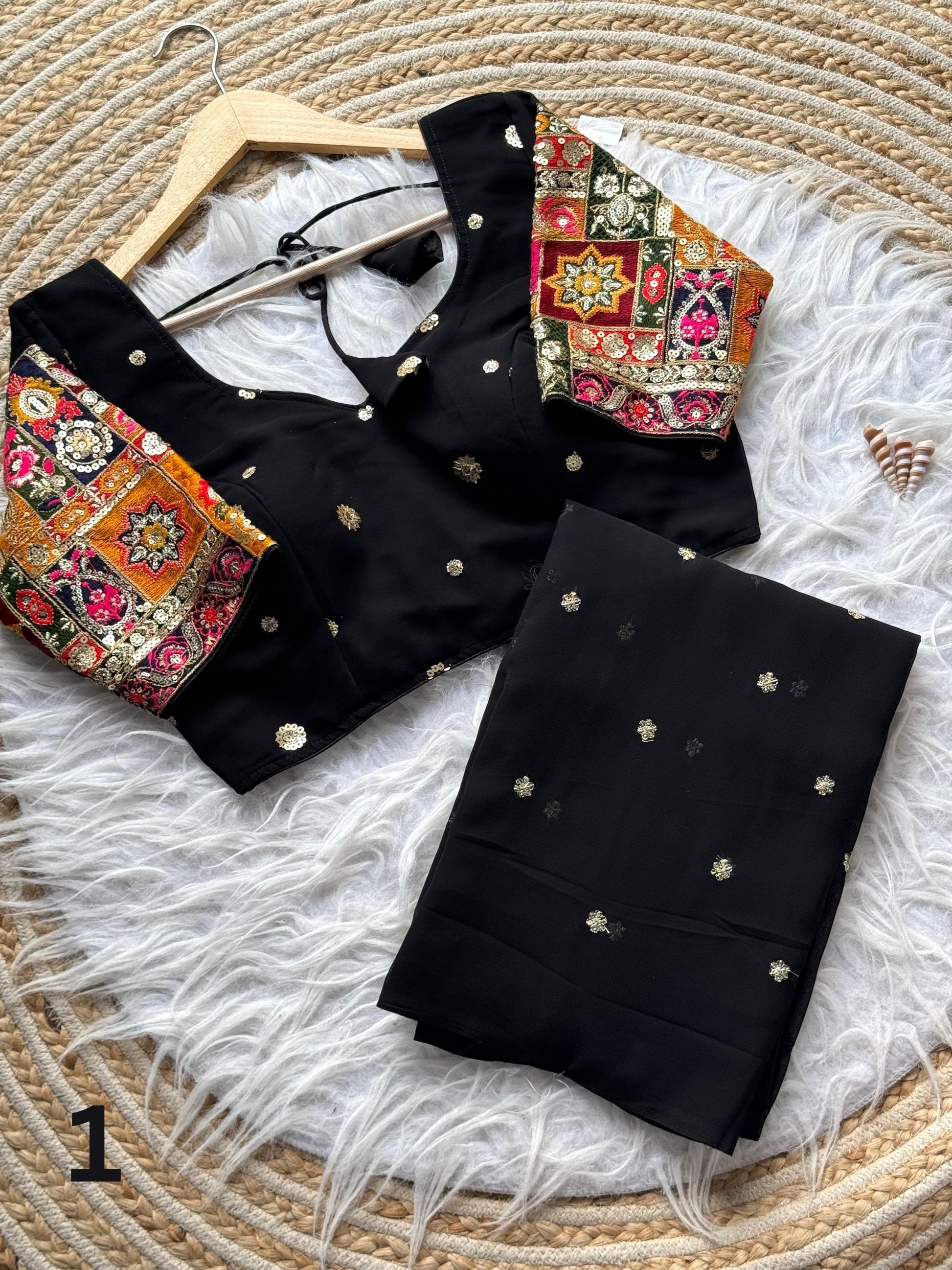 Georgette Saree with Sequins Work Blouse