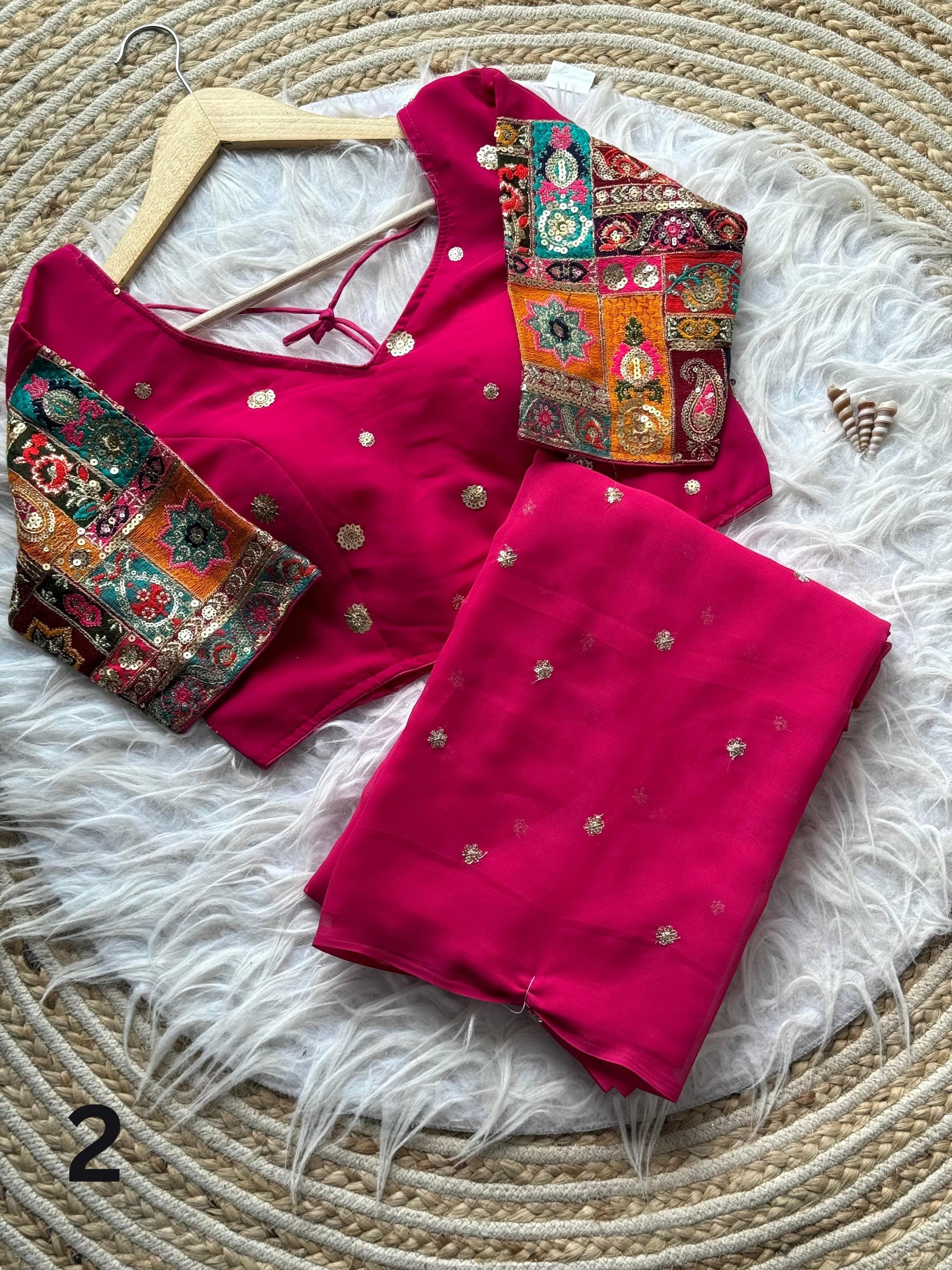 Georgette Saree with Sequins Work Blouse