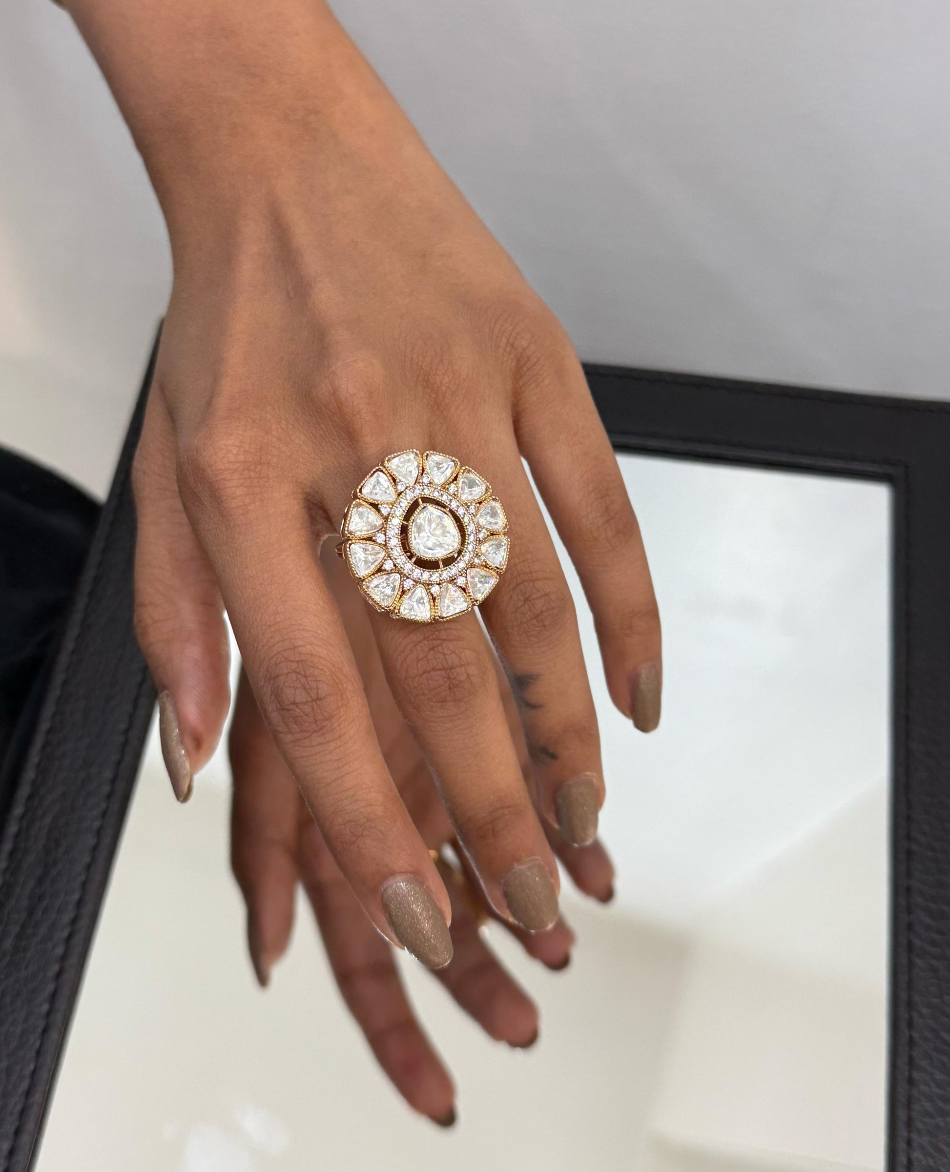 Statement Polki Finger Ring