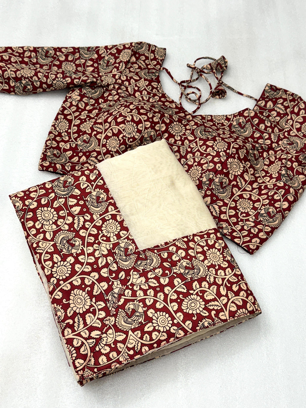 Kalamkari Chanderi Saree With Stitched Blouse