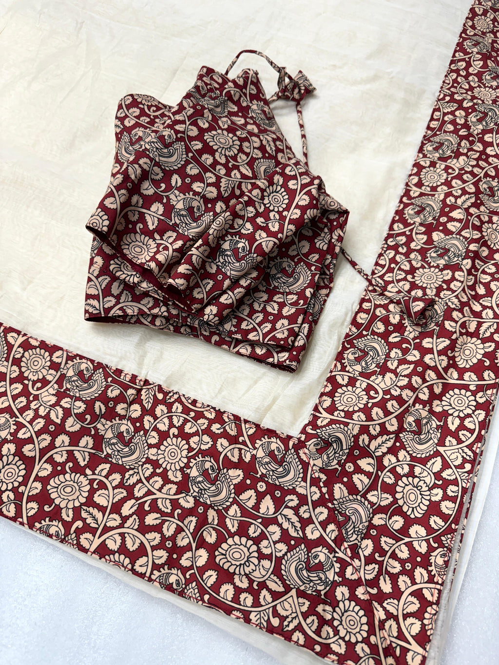 Kalamkari Chanderi Saree With Stitched Blouse