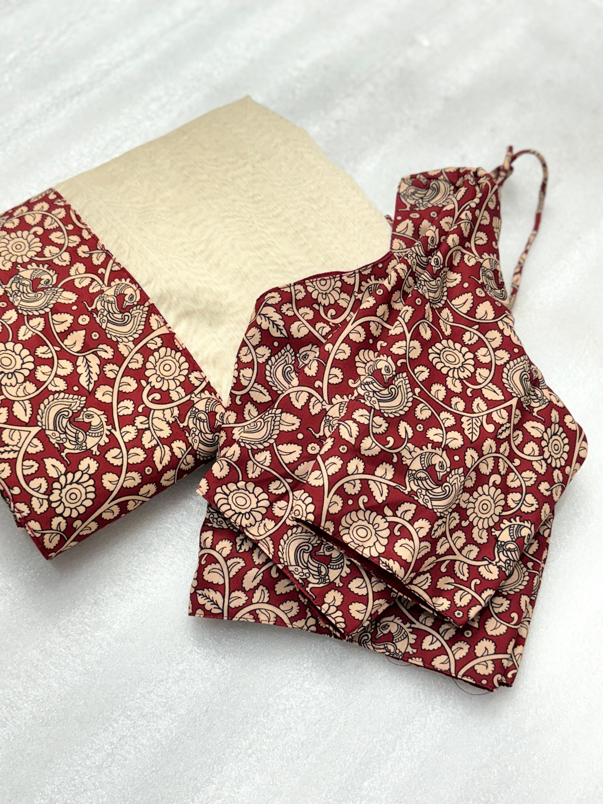 Kalamkari Chanderi Saree With Stitched Blouse