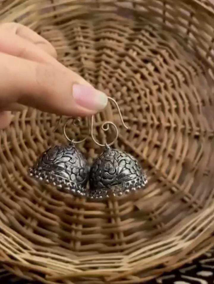 Oxidized Hook Jhumkas