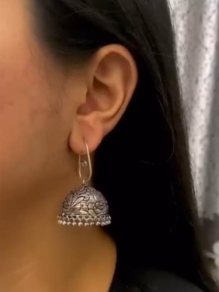 Oxidized Hook Jhumkas