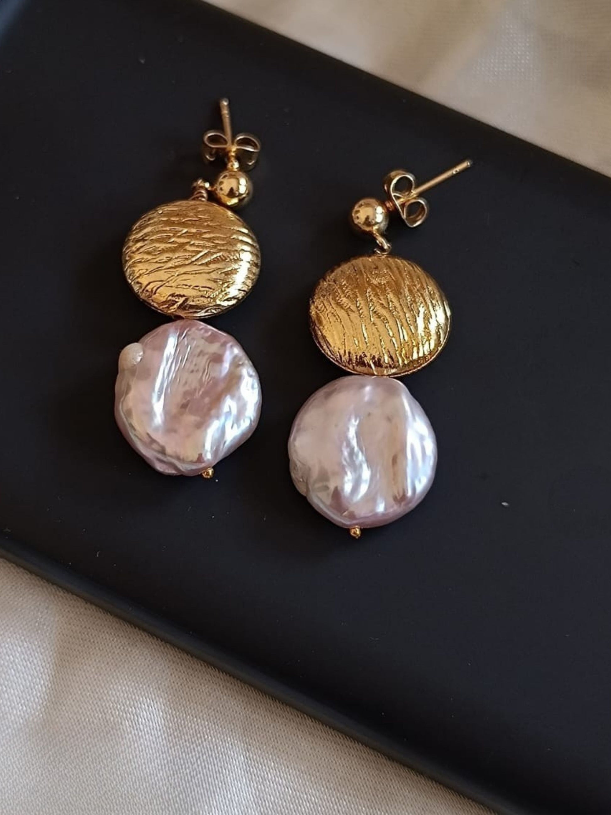 Matte Gold Pearl Earrings