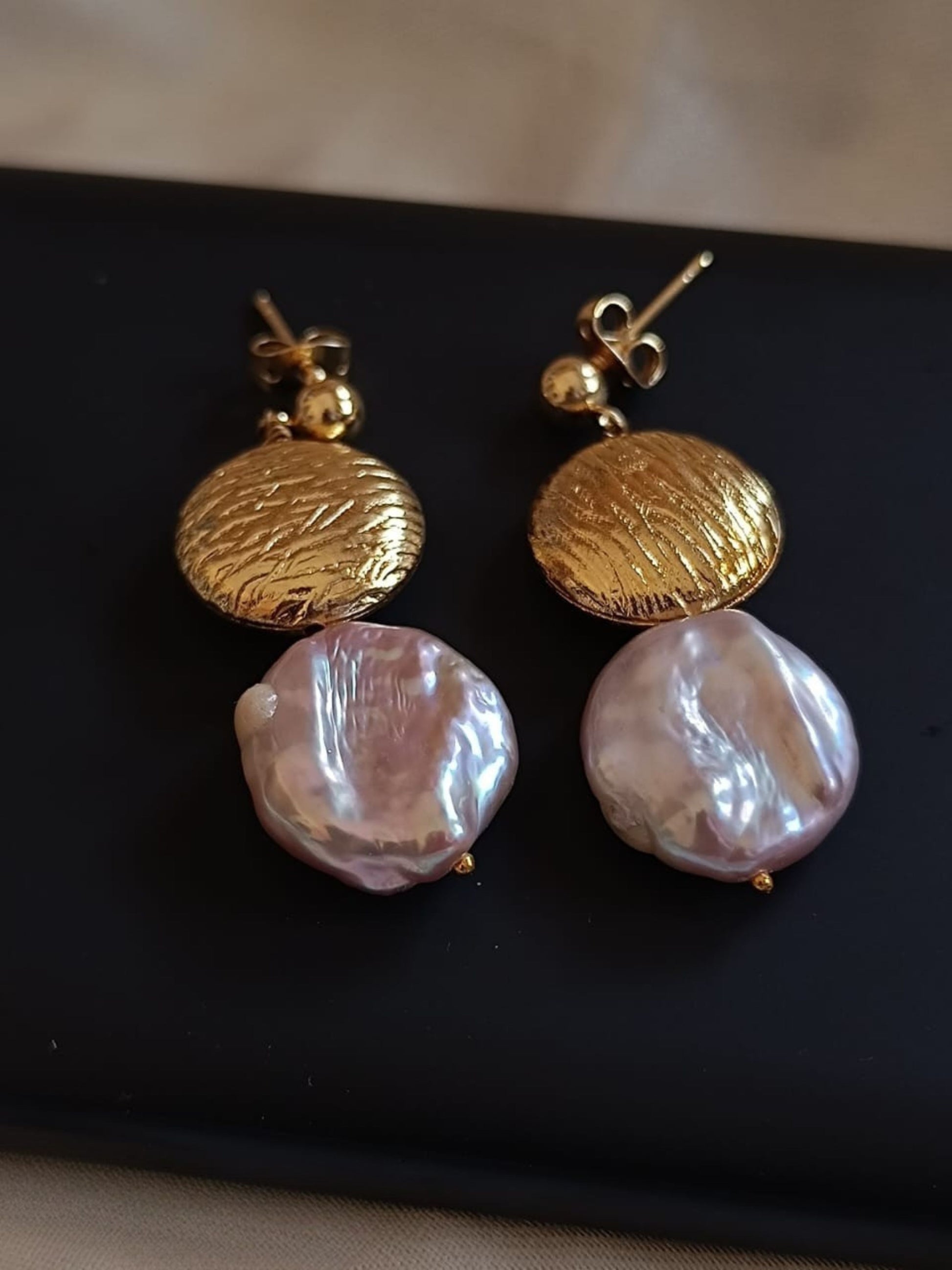 Matte Gold Pearl Earrings