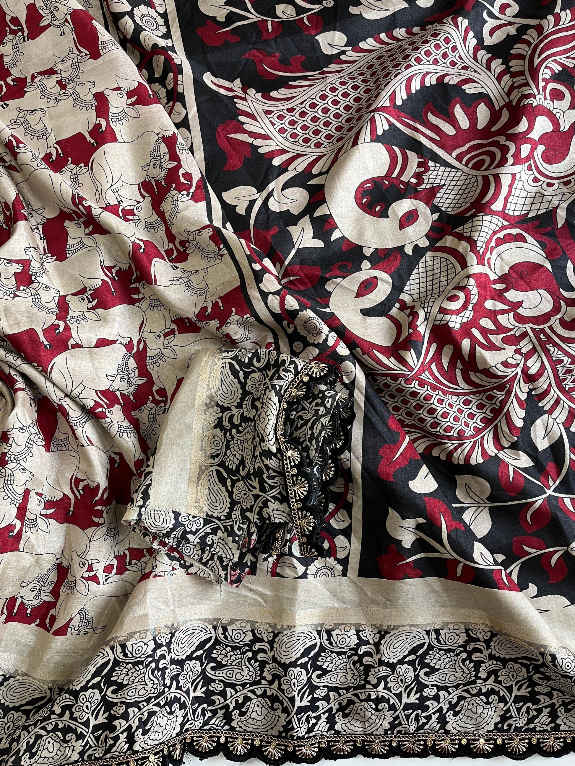 MulMul Cotton Kalamkari Saree