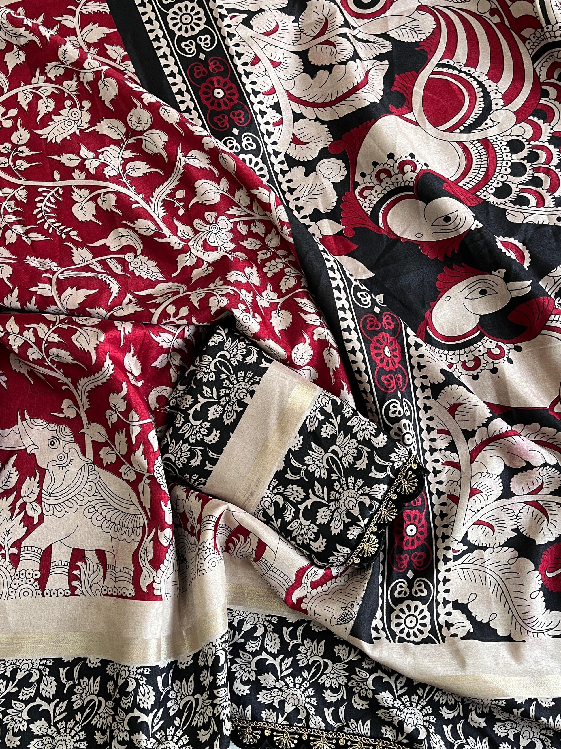 MulMul Cotton Kalamkari Saree