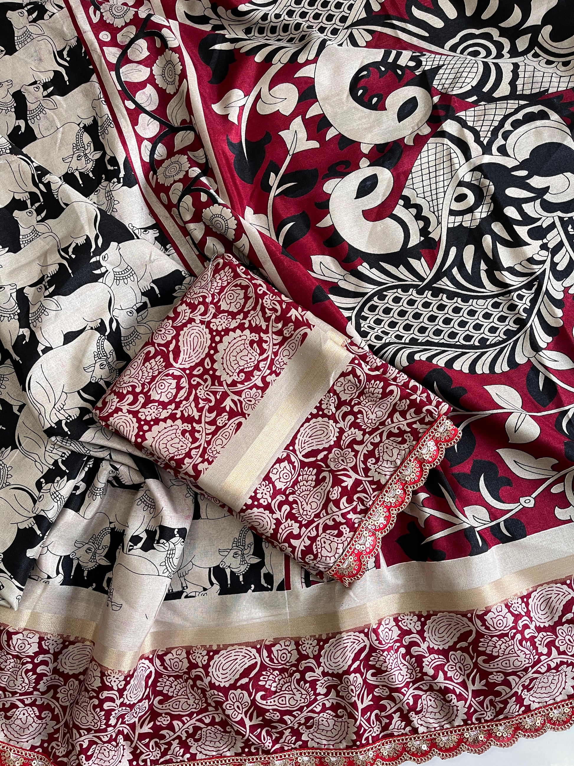 MulMul Cotton Kalamkari Saree