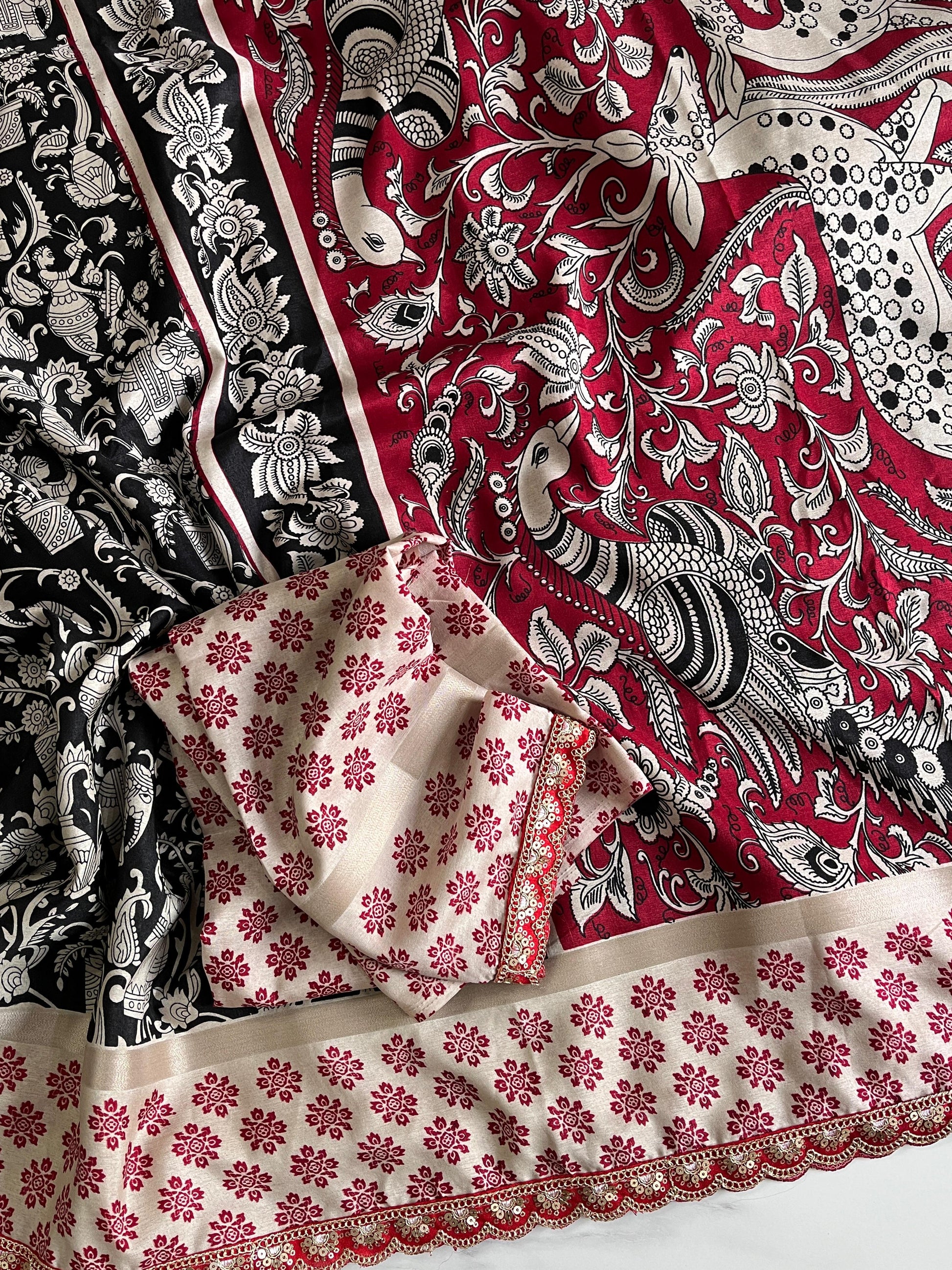 MulMul Cotton Kalamkari Saree