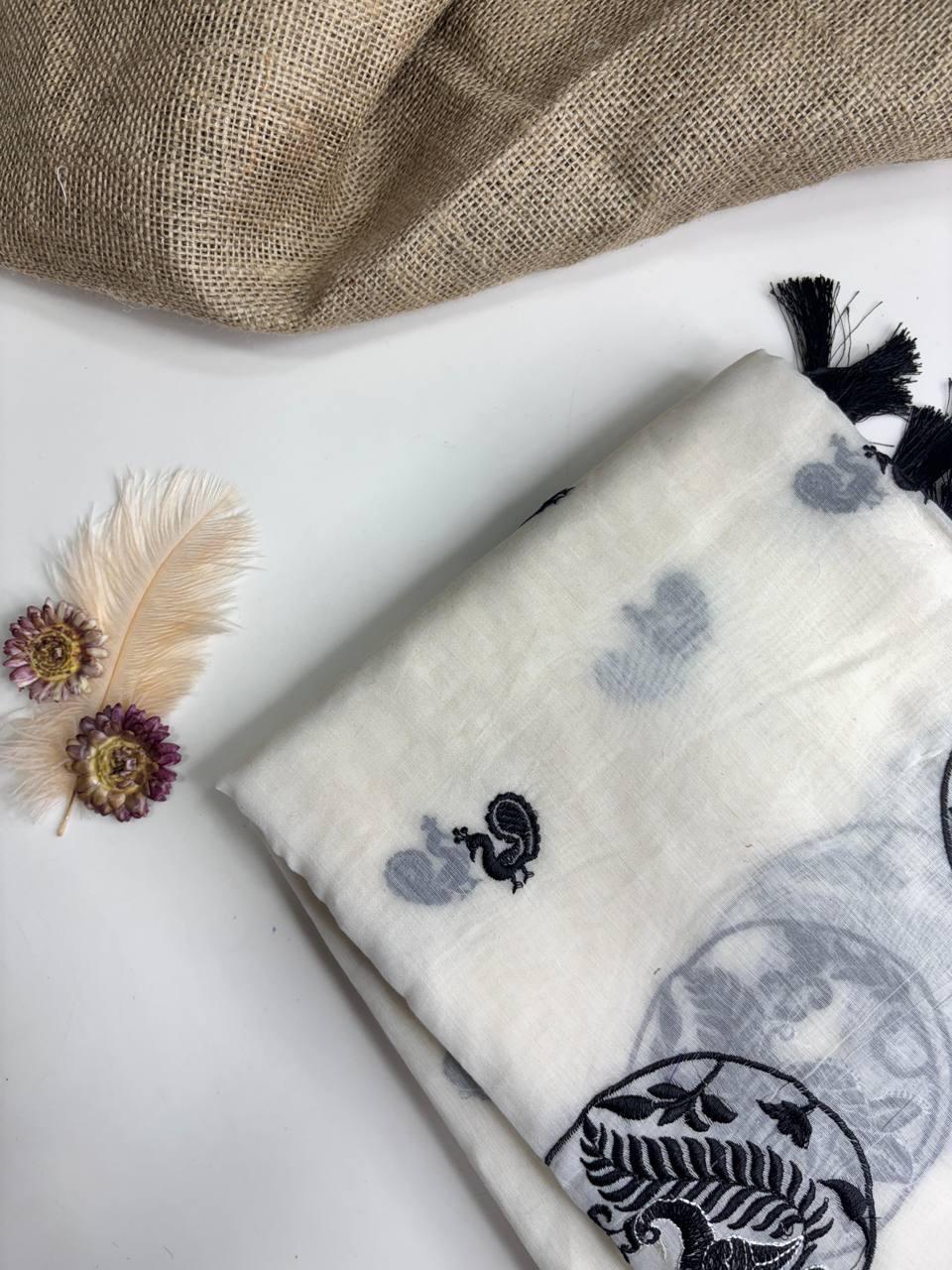 Pure Chanderi Embroidered Saree