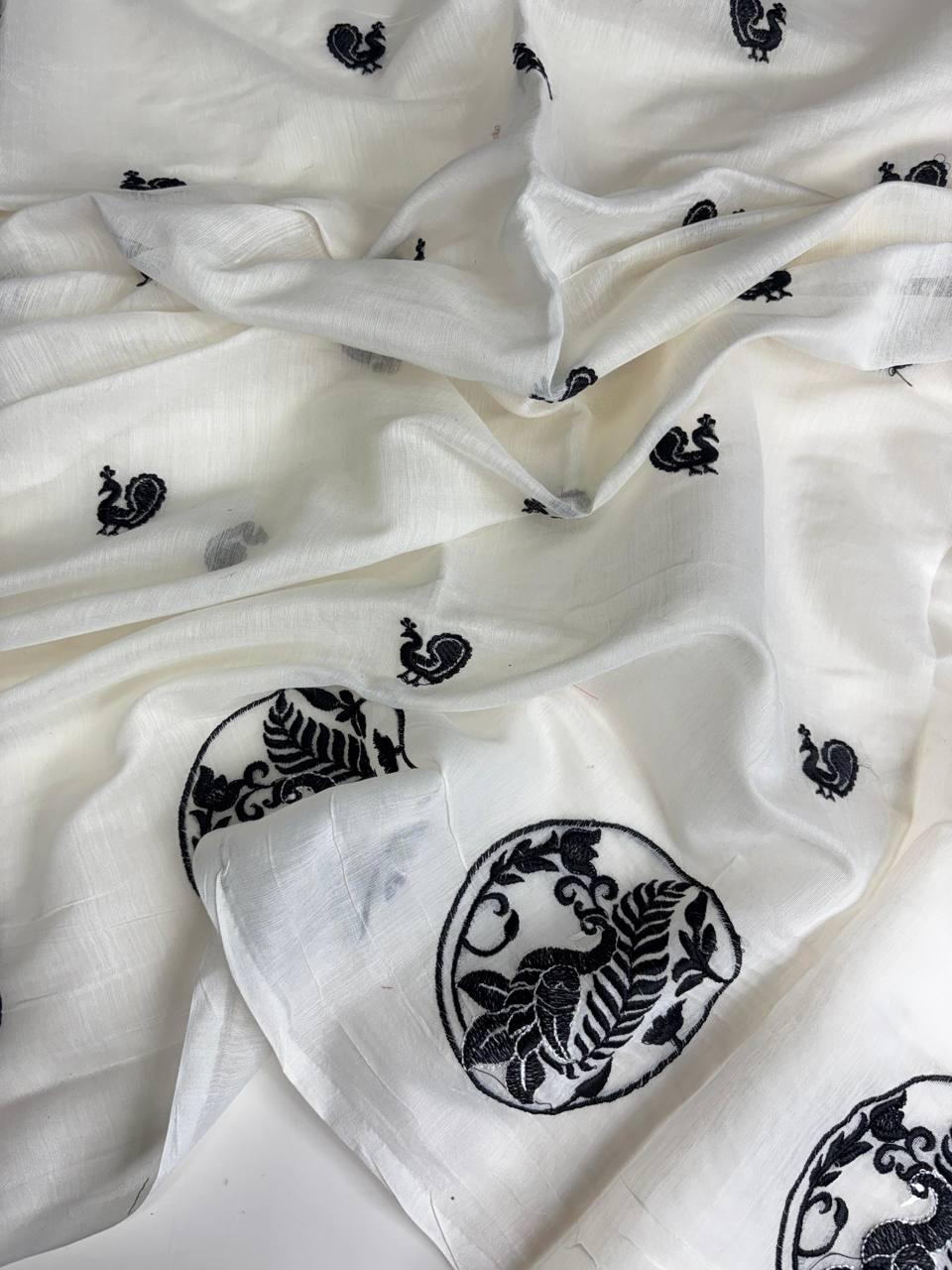 Pure Chanderi Embroidered Saree