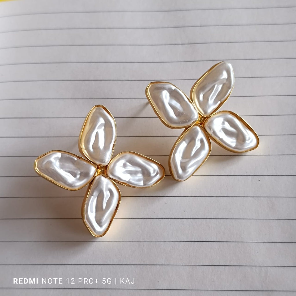 Matte Gold Pearl Studs