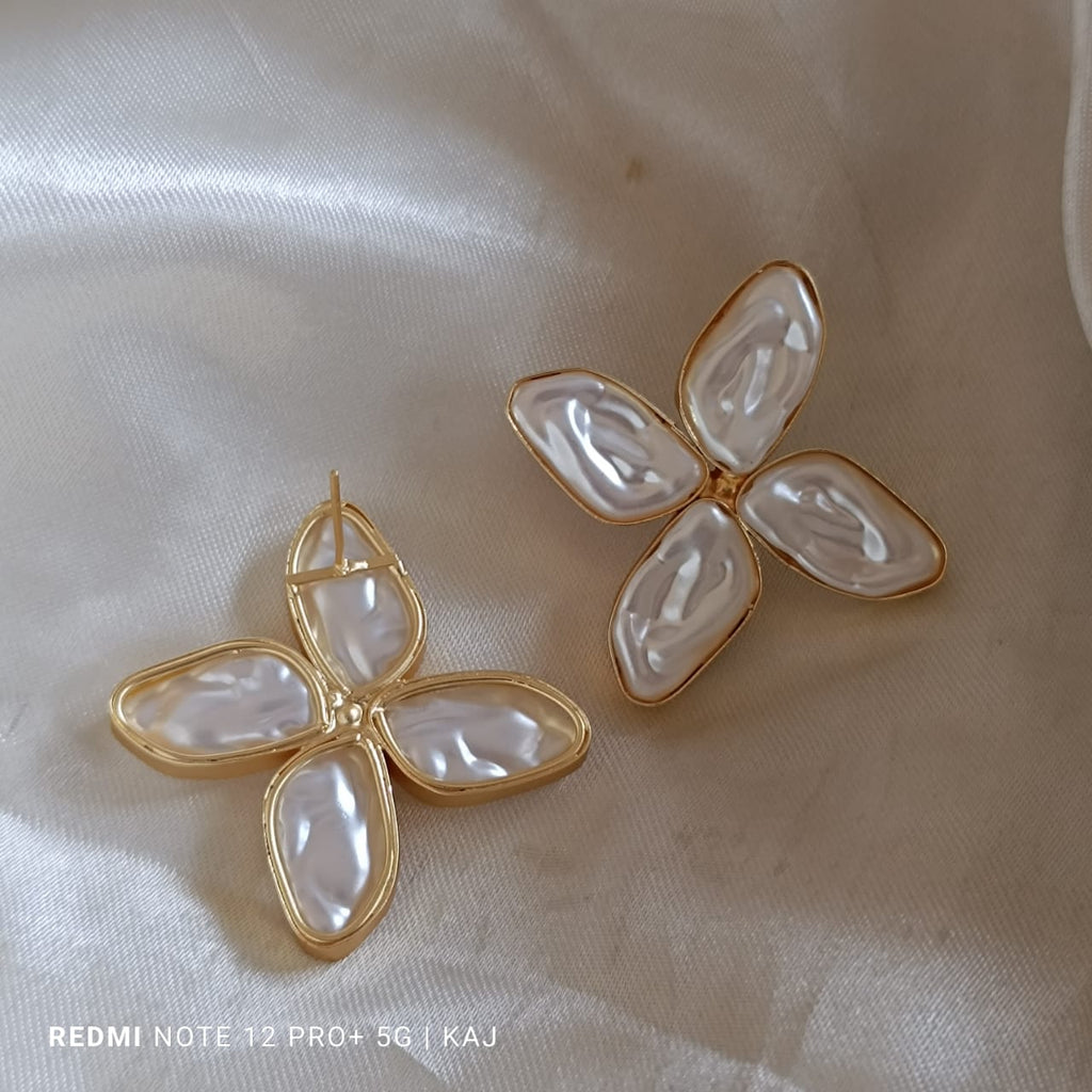 Matte Gold Pearl Studs