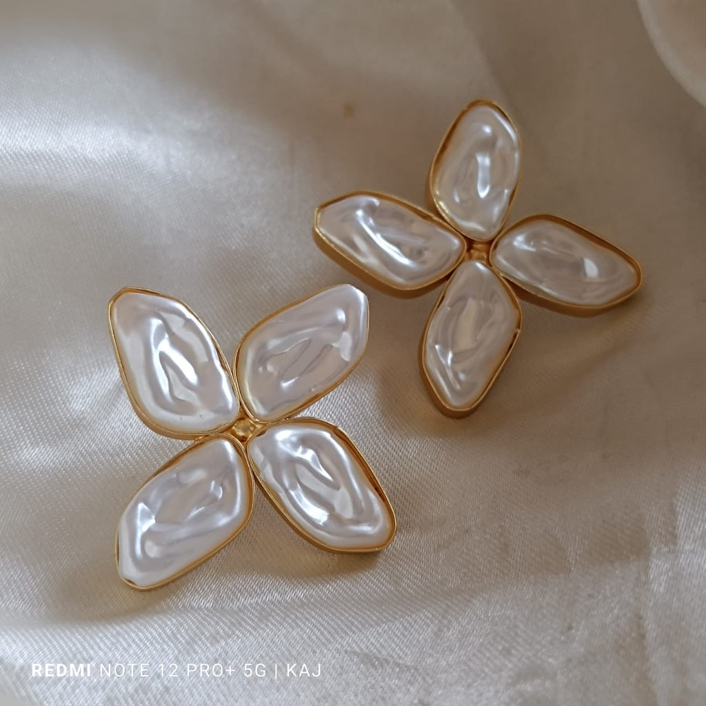 Matte Gold Pearl Studs