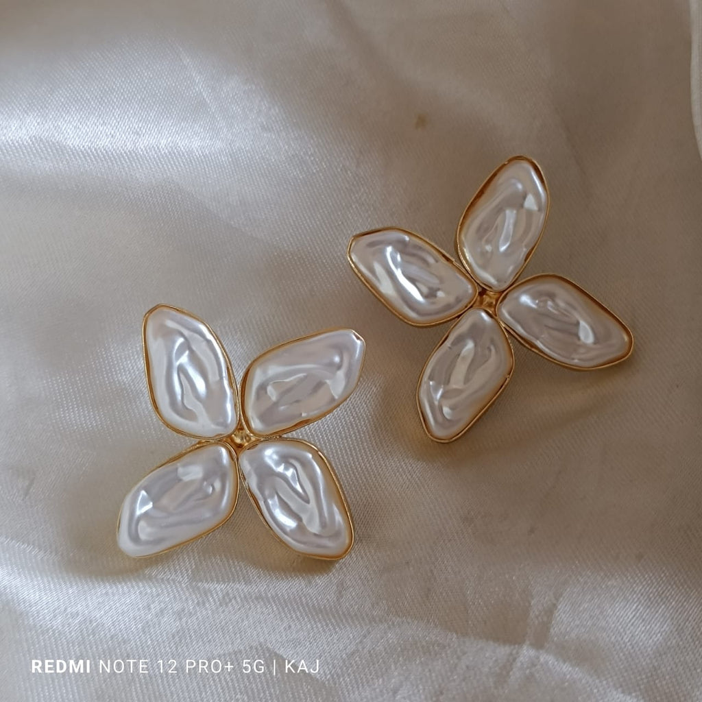 Matte Gold Pearl Studs