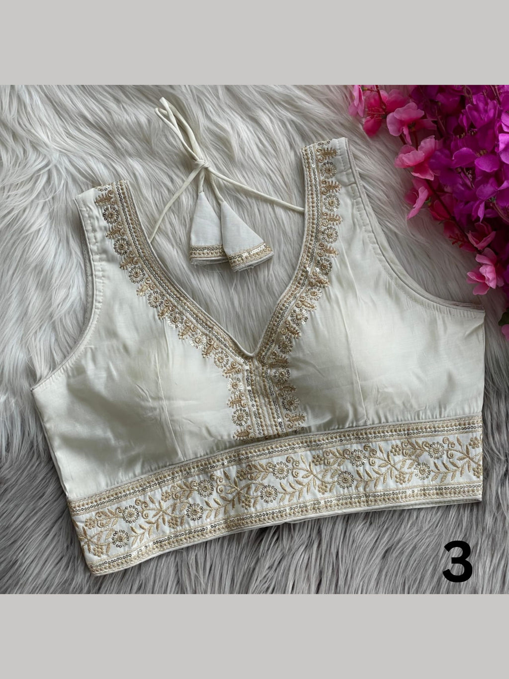 Readymade Roman Silk Embroidered Blouse with Sequin Work