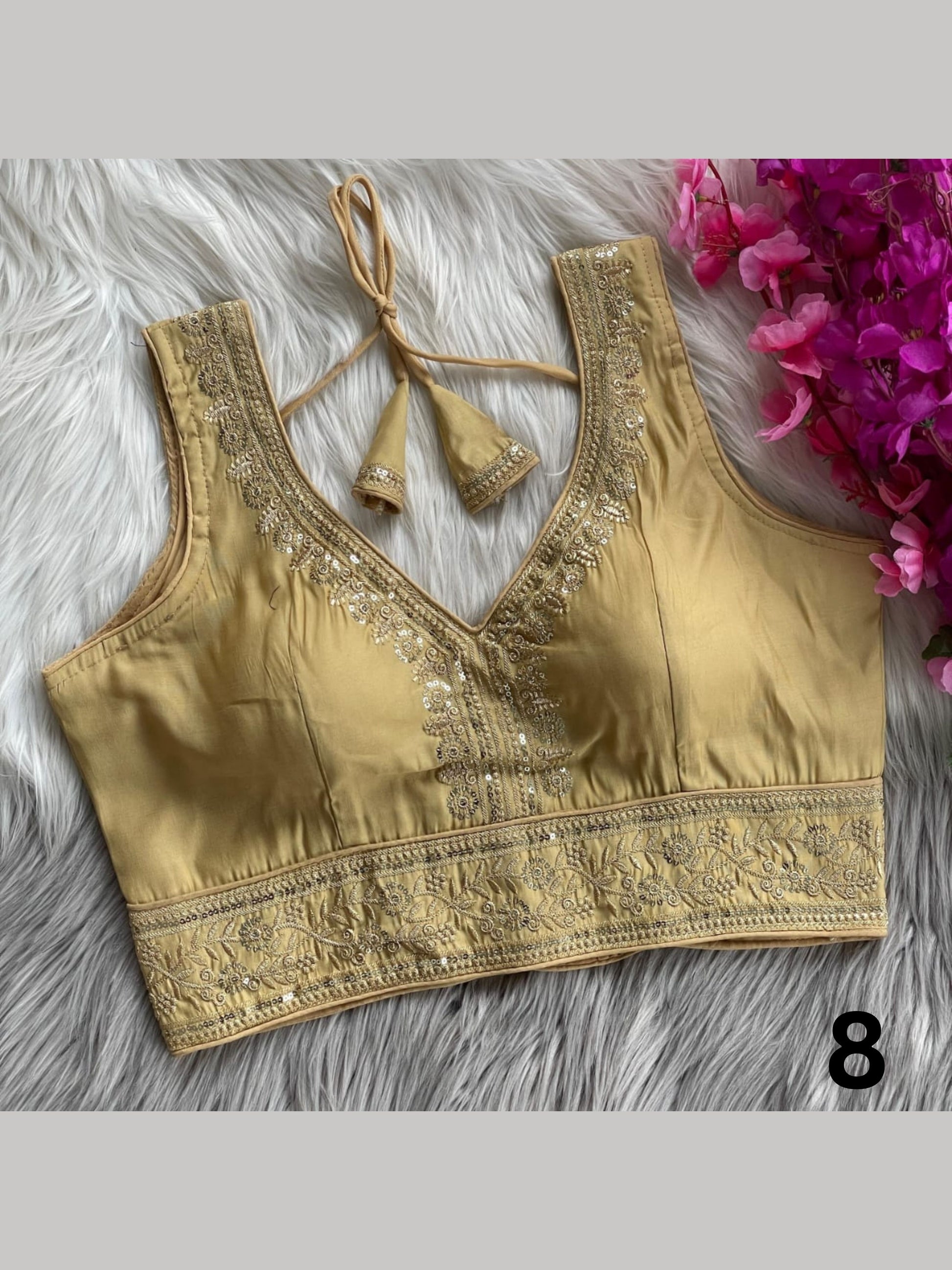 Readymade Roman Silk Embroidered Blouse with Sequin Work