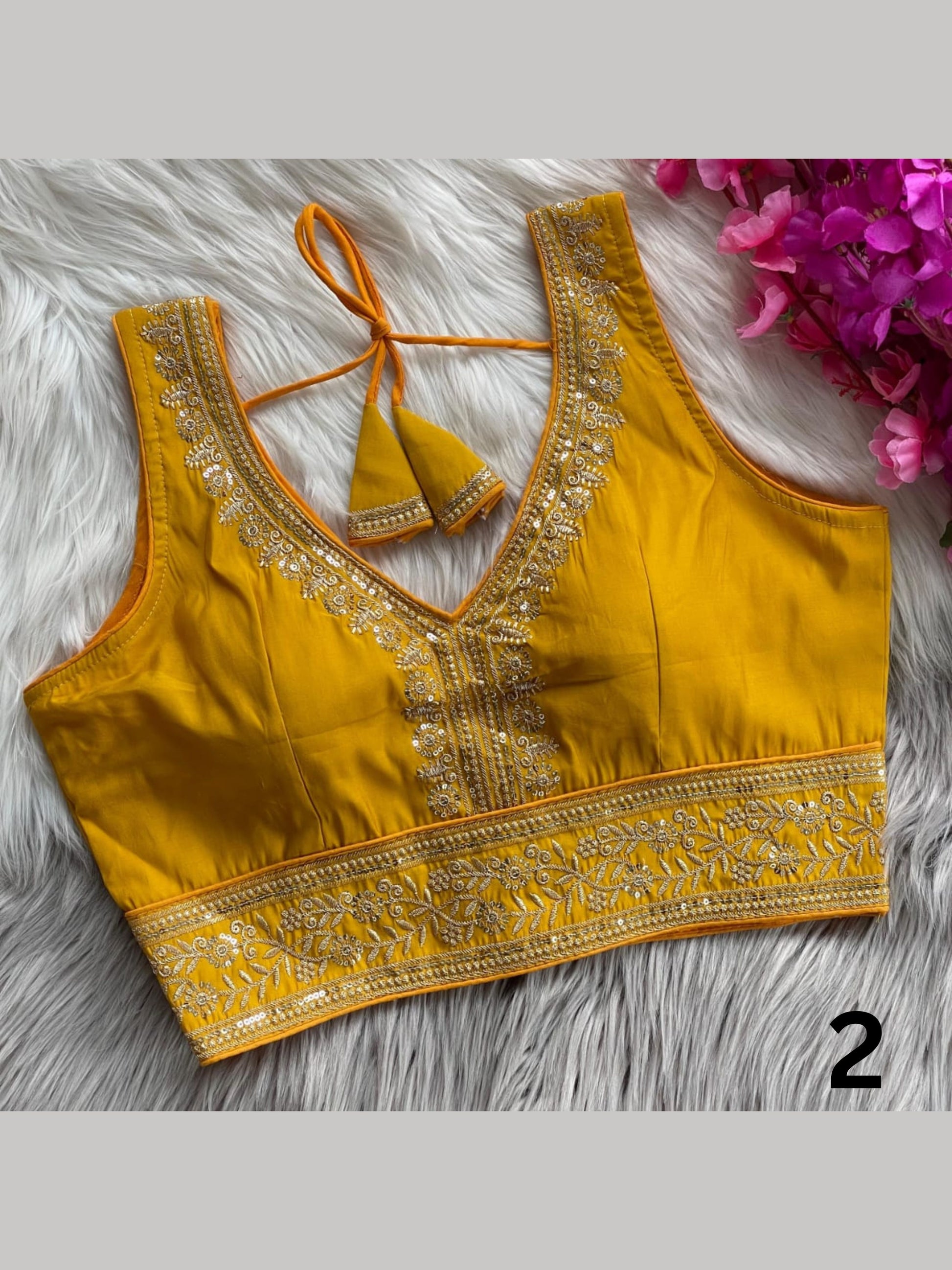 Readymade Roman Silk Embroidered Blouse with Sequin Work