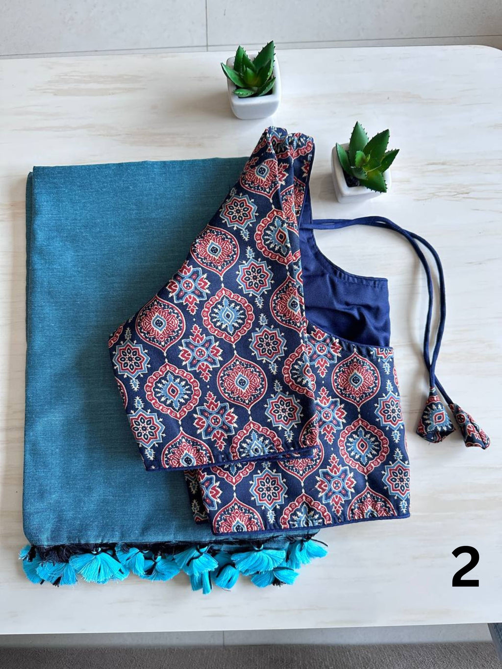 Khadi Cotton Saree with Stitched Blouse