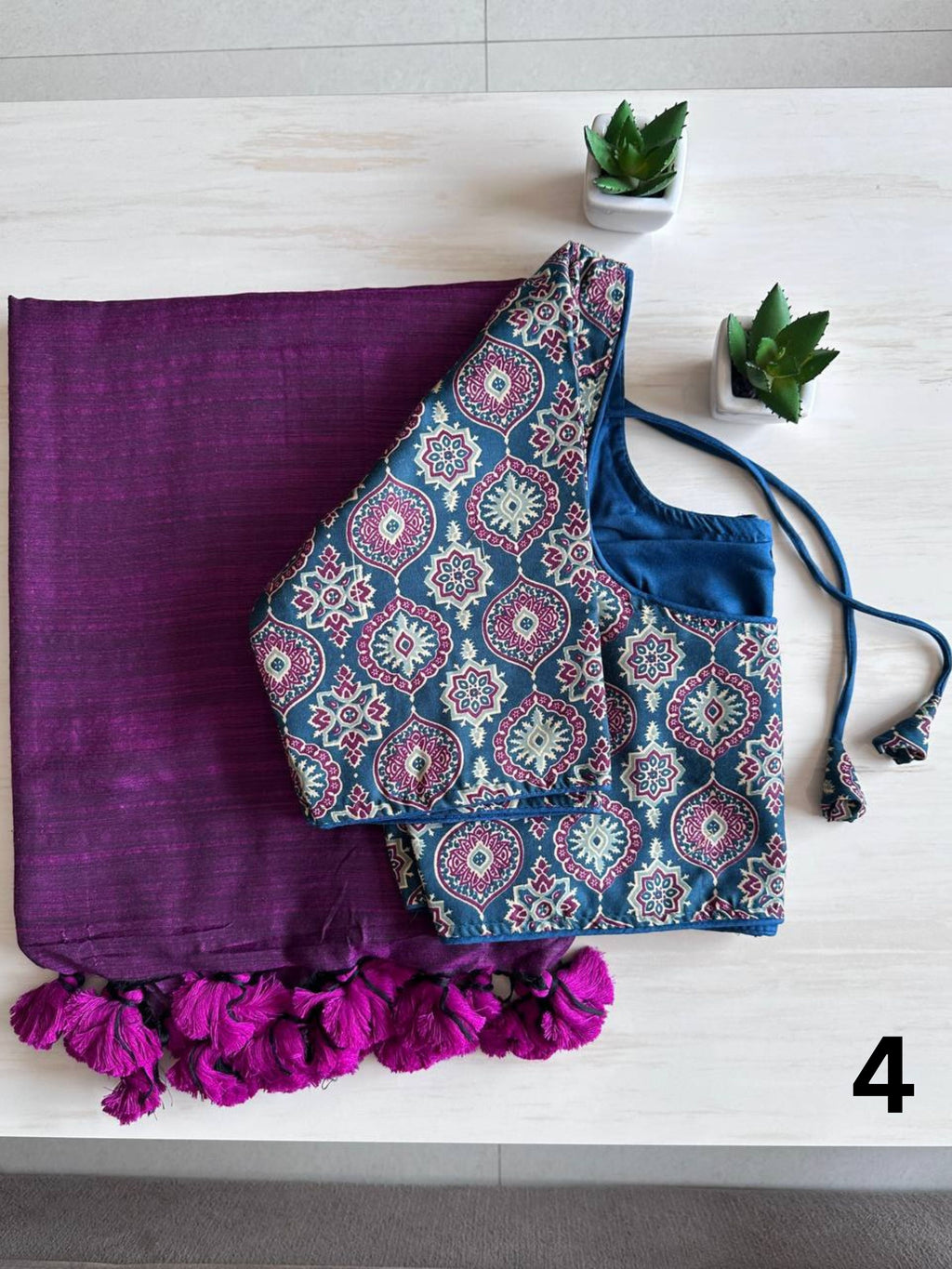 Khadi Cotton Saree with Stitched Blouse