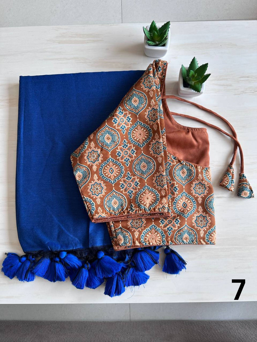 Khadi Cotton Saree with Stitched Blouse