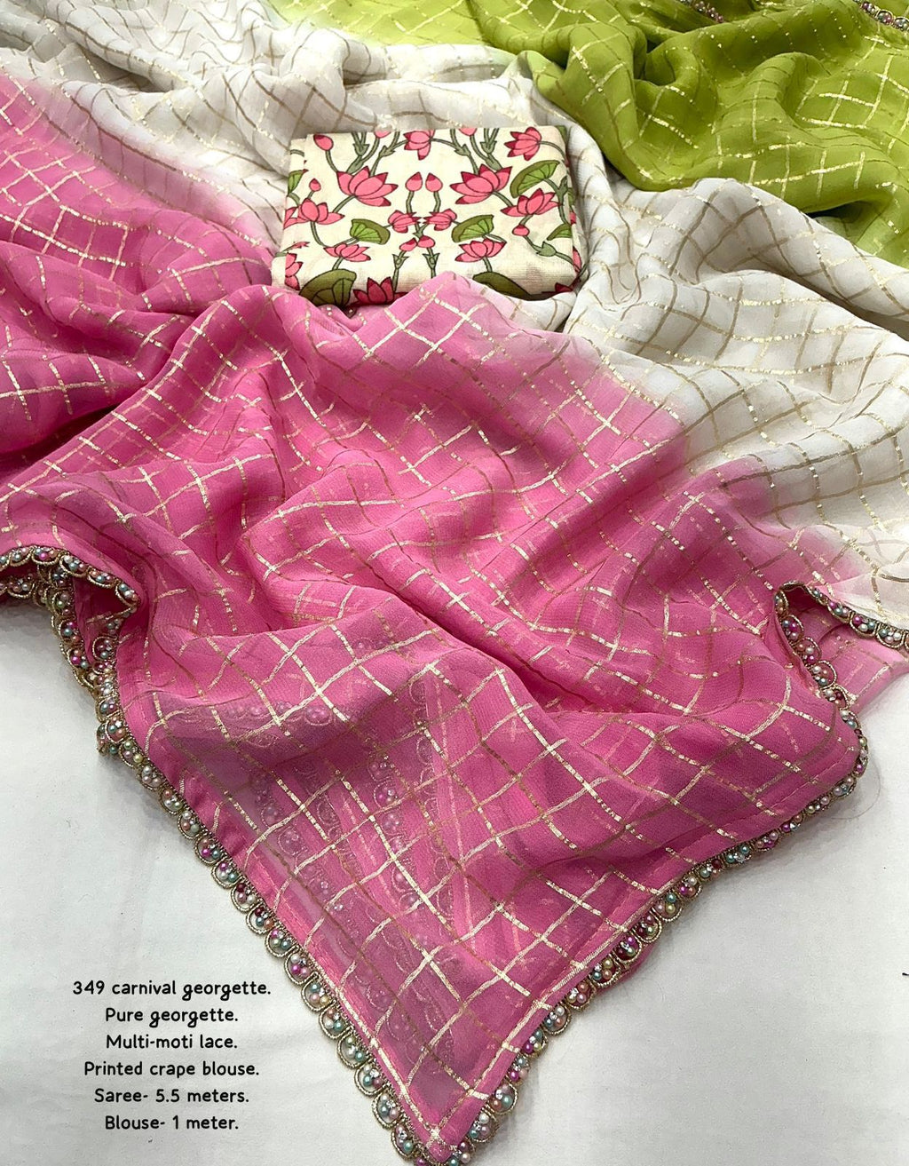 Pure Georgette Tri-Color Tie-Dye Saree