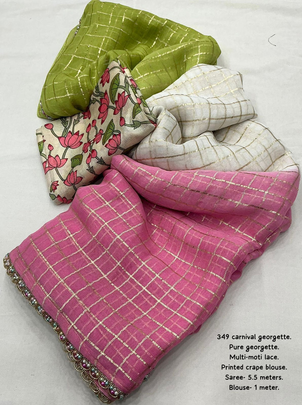 Pure Georgette Tri-Color Tie-Dye Saree