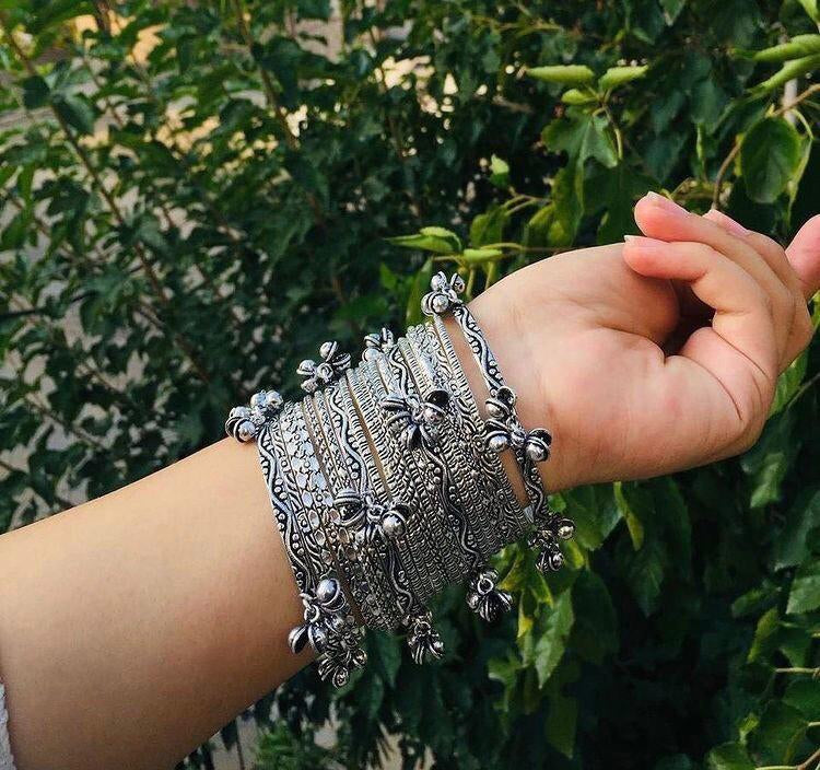 Amitha’s Oxidized Ghungroo Bangles