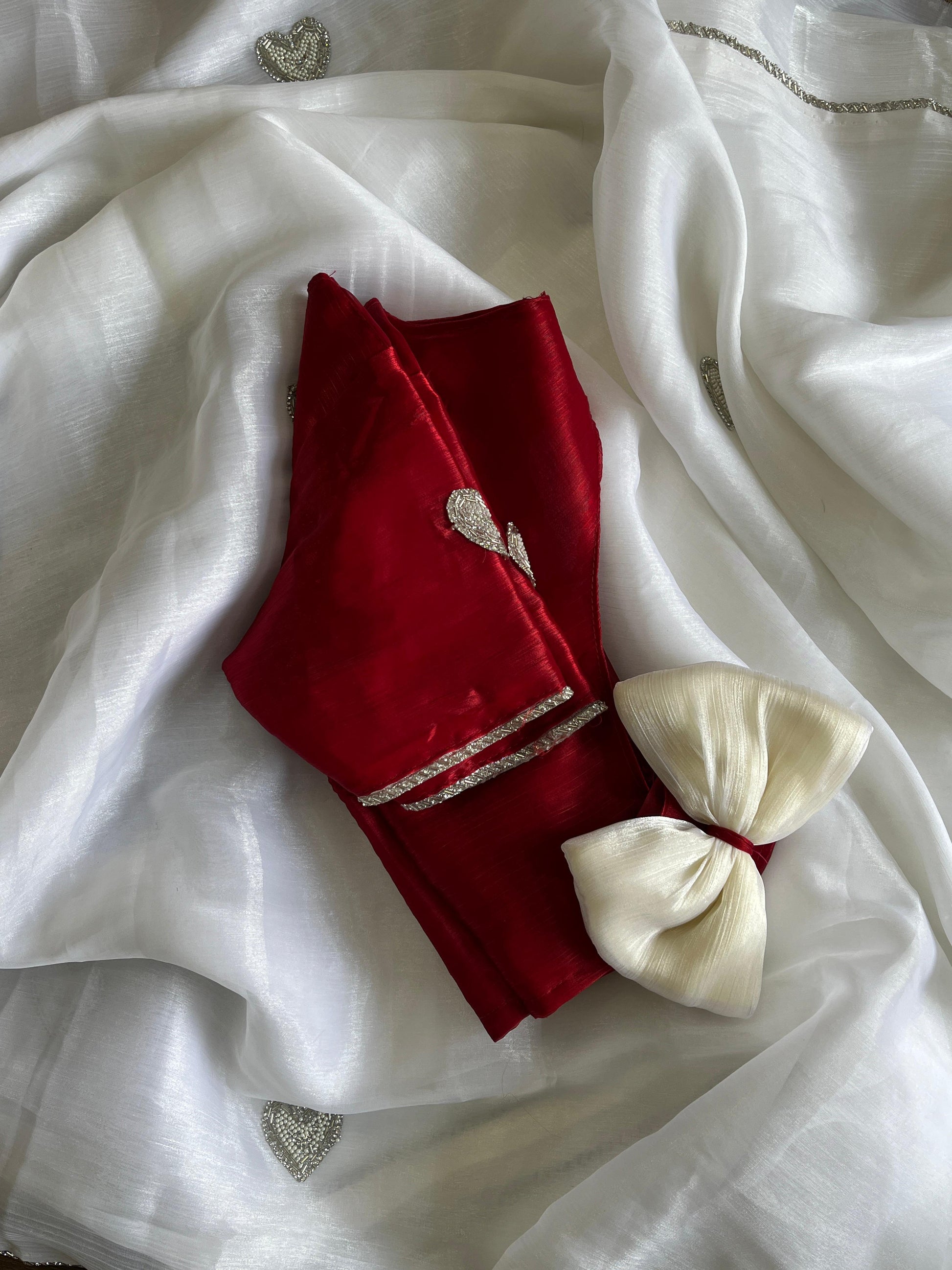 Heart Beadwork Saree with Designer Blouse