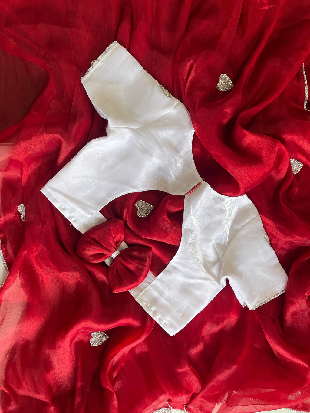 Heart Beadwork Saree with Designer Blouse