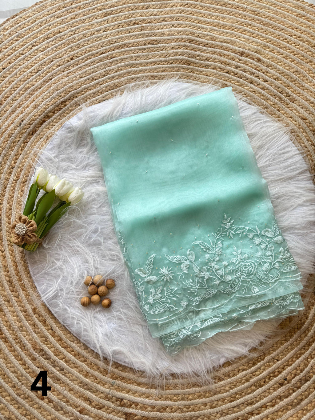 Floral Embroidered Organza Saree