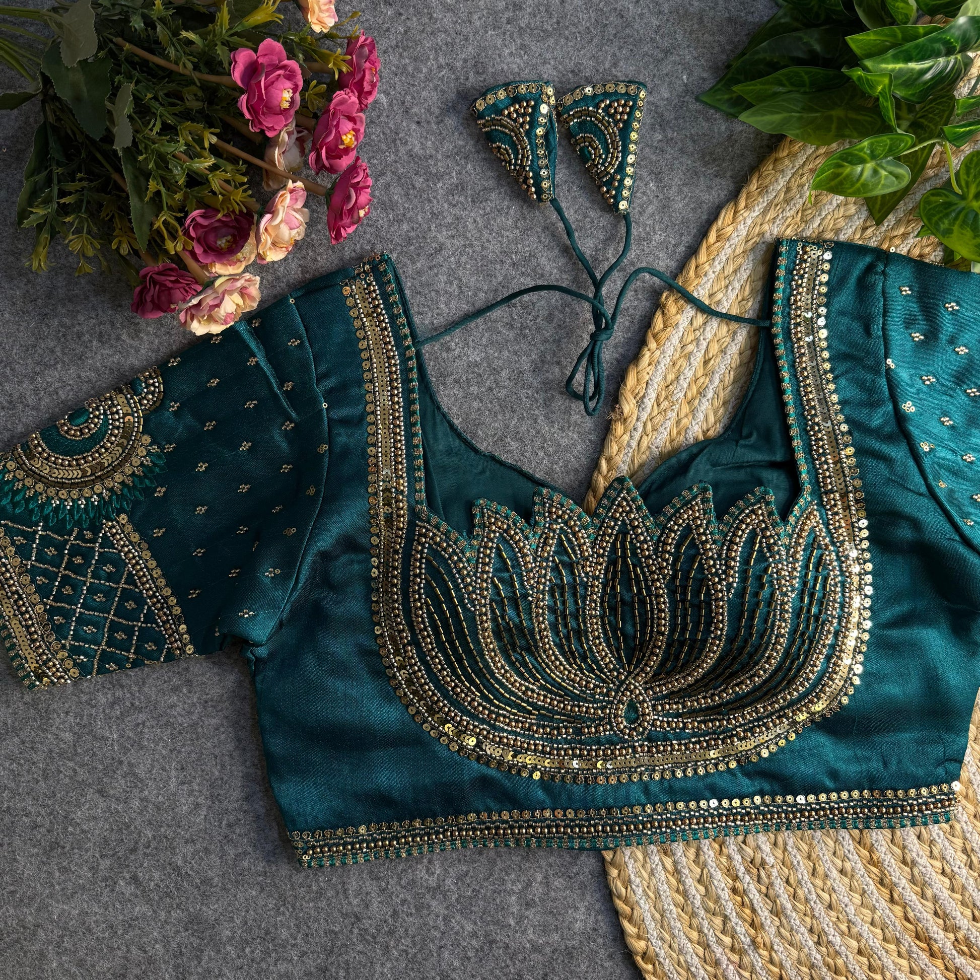 Lotus Beads Work Designer Blouse