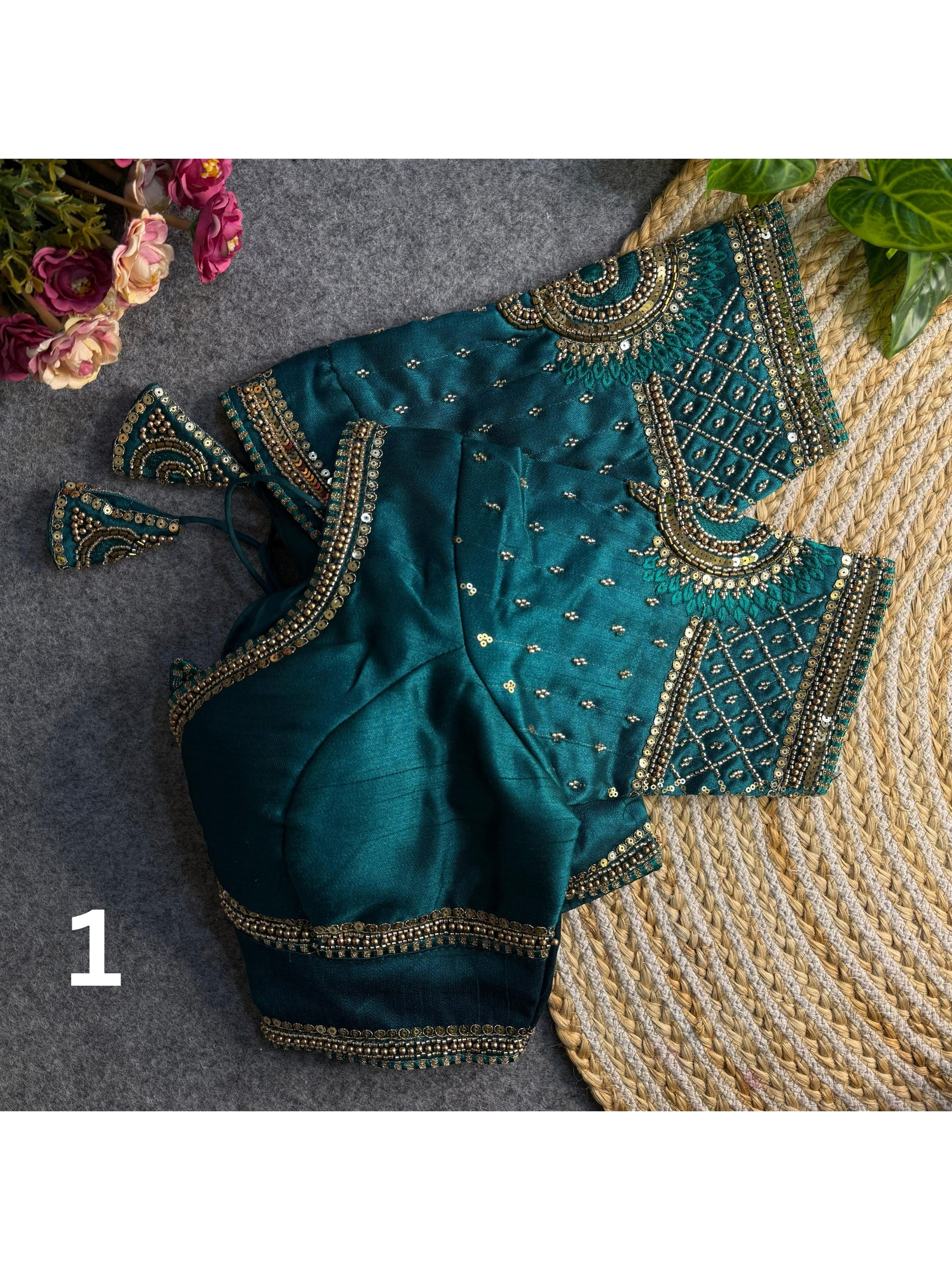 Lotus Beads Work Designer Blouse