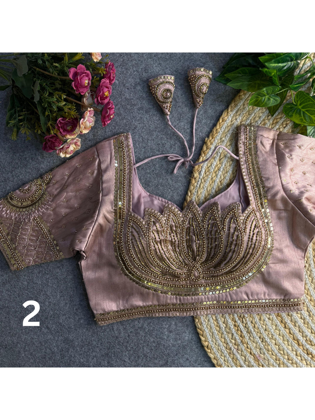 Lotus Beads Work Designer Blouse