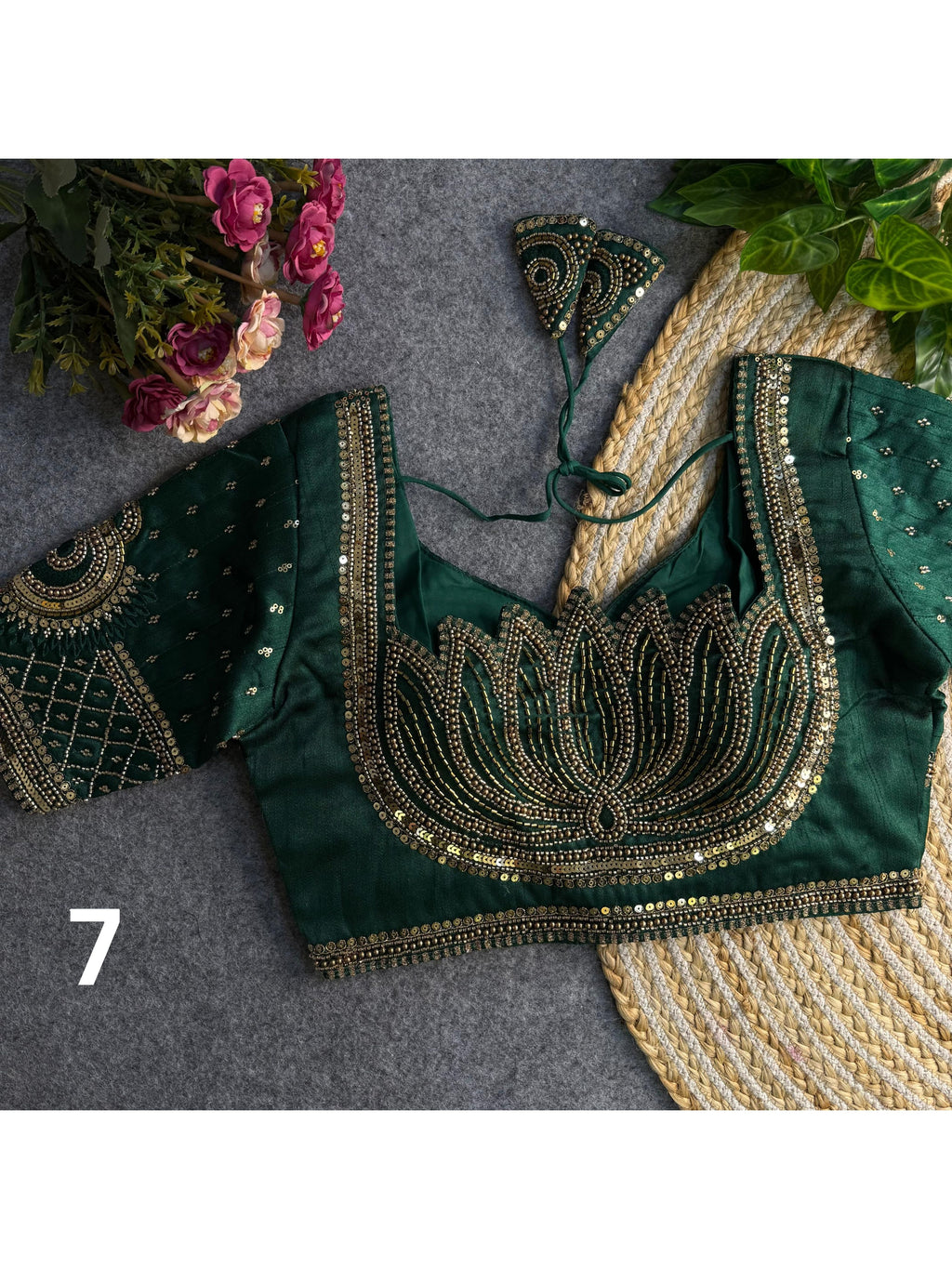 Lotus Beads Work Designer Blouse