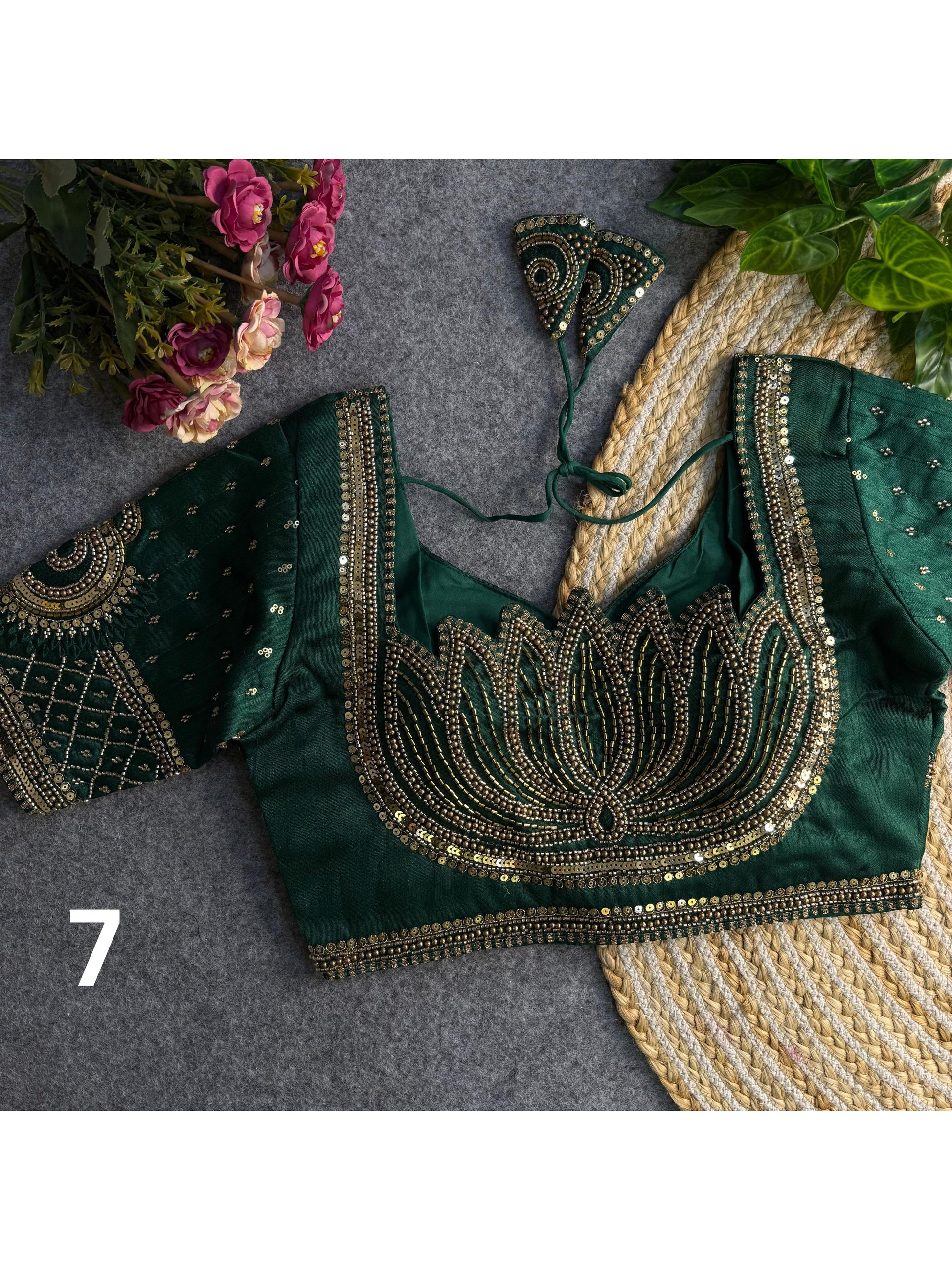 Lotus Beads Work Designer Blouse