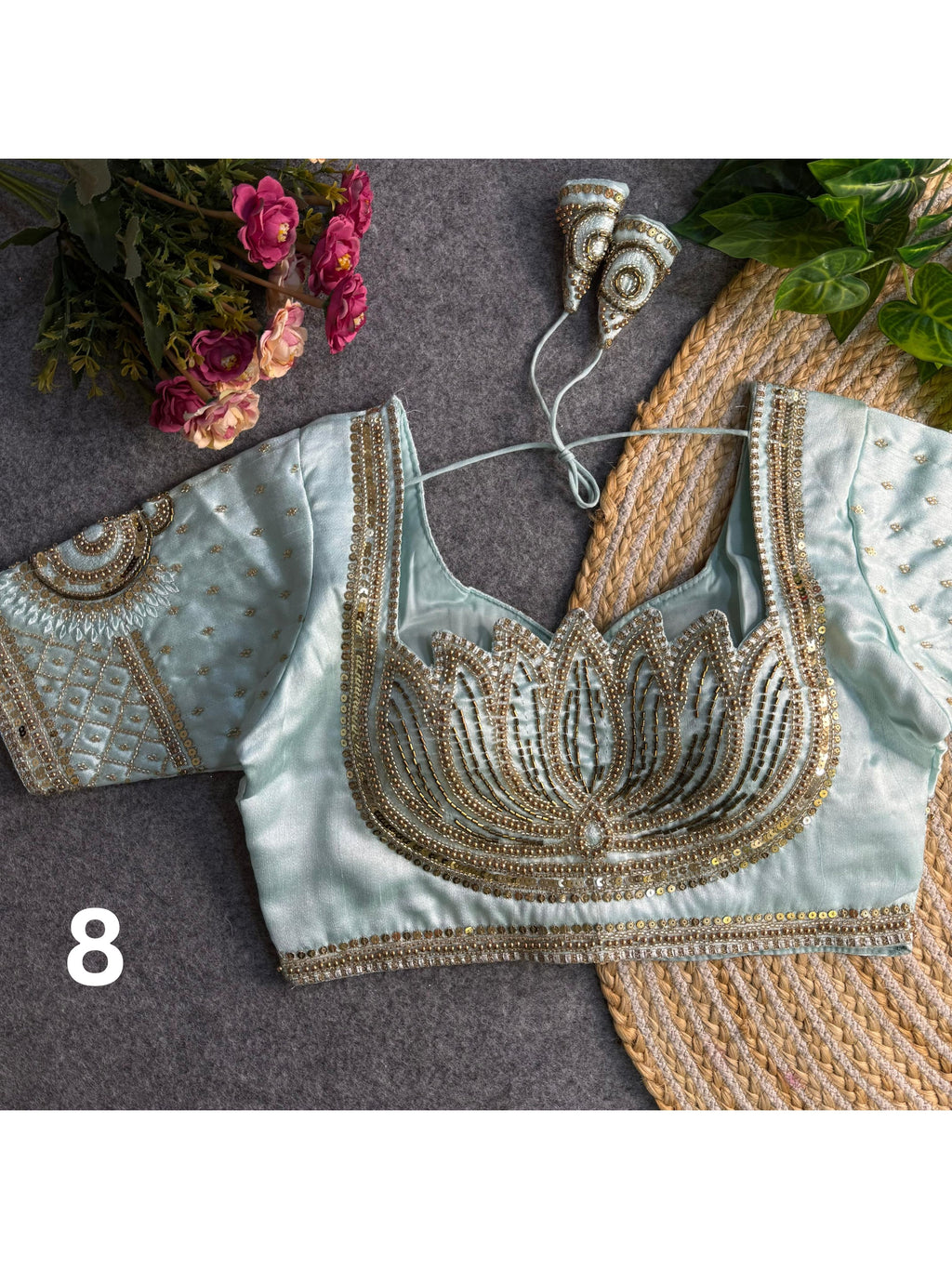 Lotus Beads Work Designer Blouse