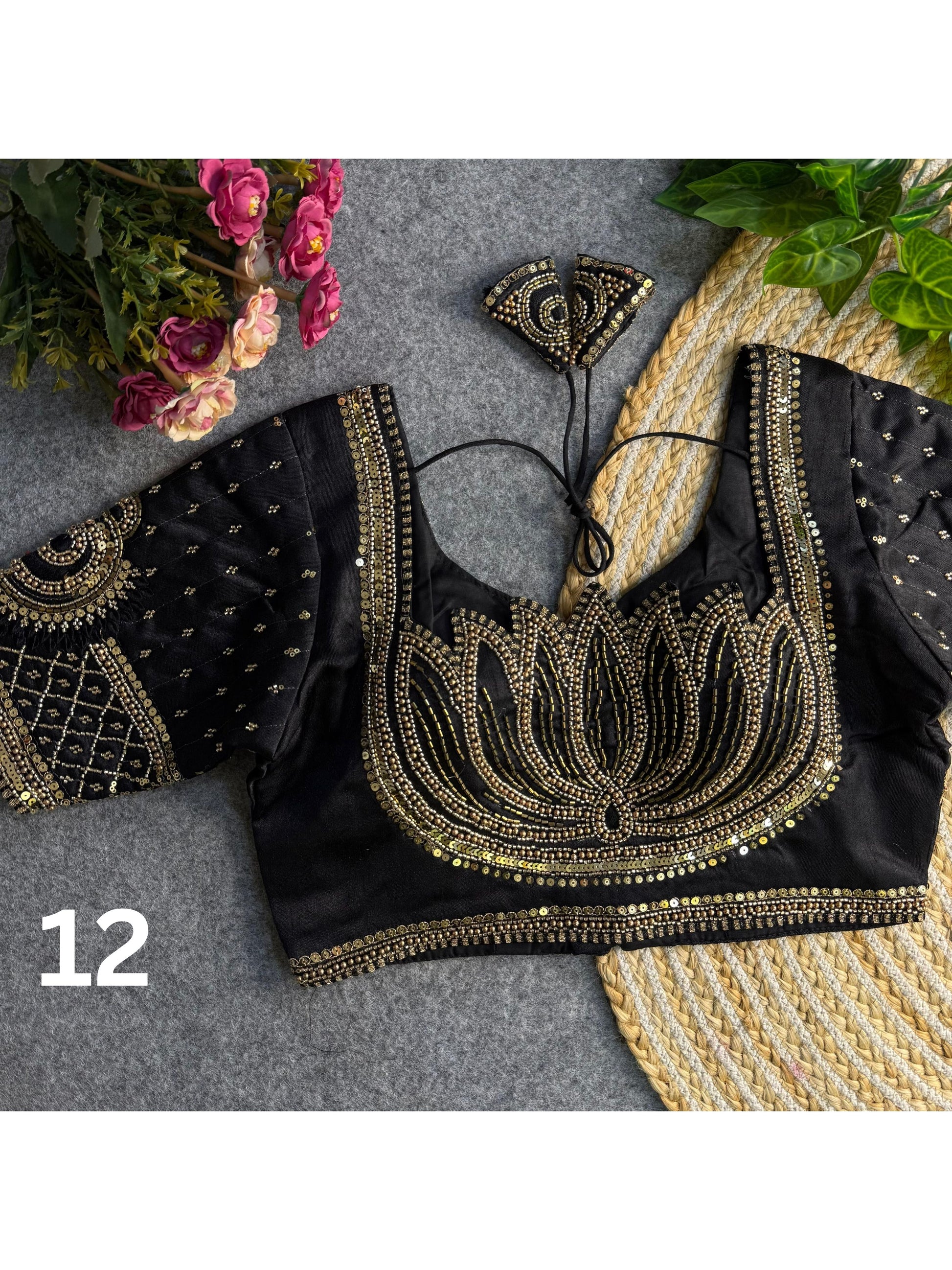 Lotus Beads Work Designer Blouse