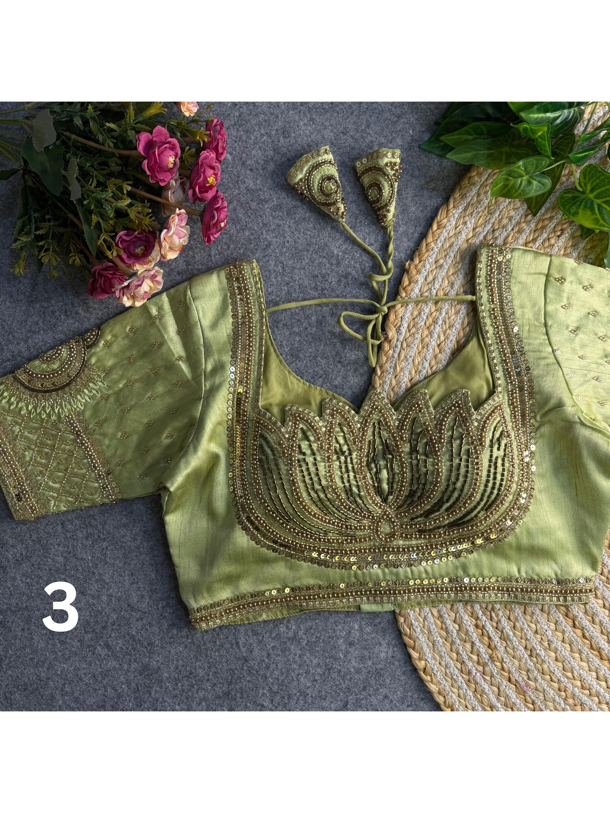 Lotus Beads Work Designer Blouse