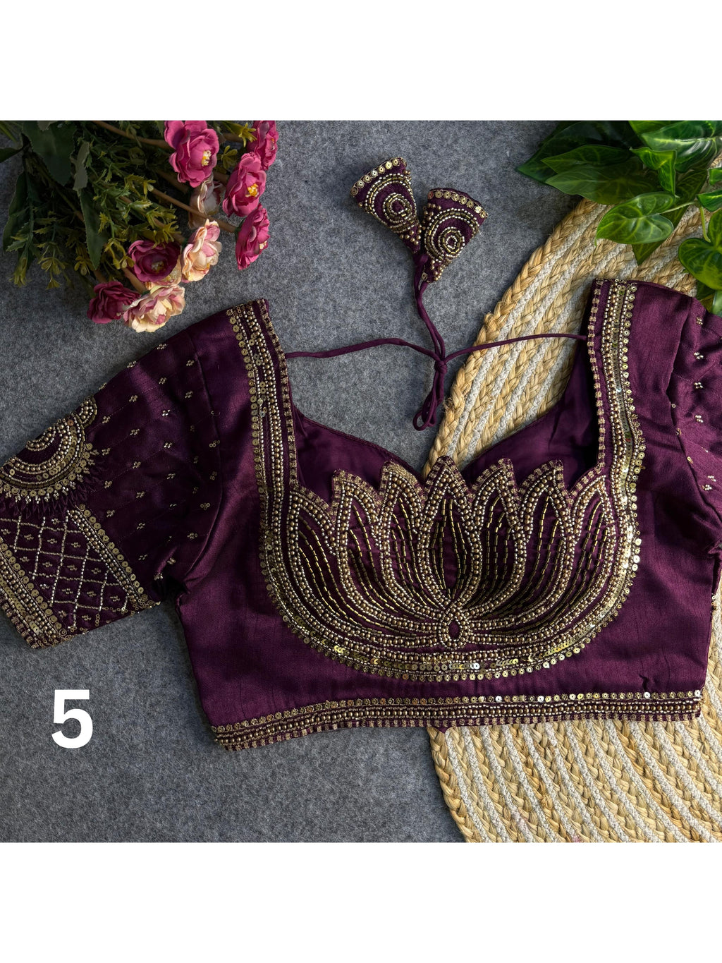 Lotus Beads Work Designer Blouse