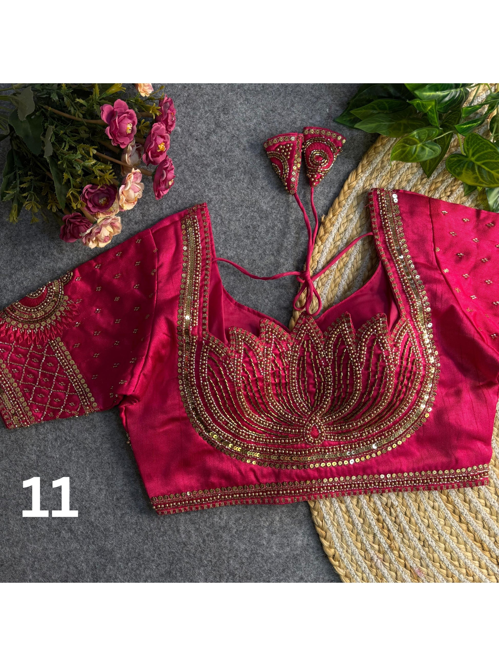 Lotus Beads Work Designer Blouse