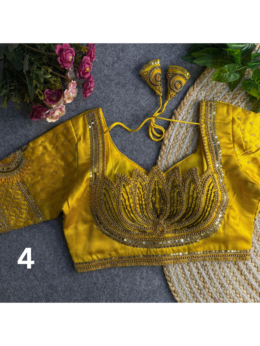 Lotus Beads Work Designer Blouse