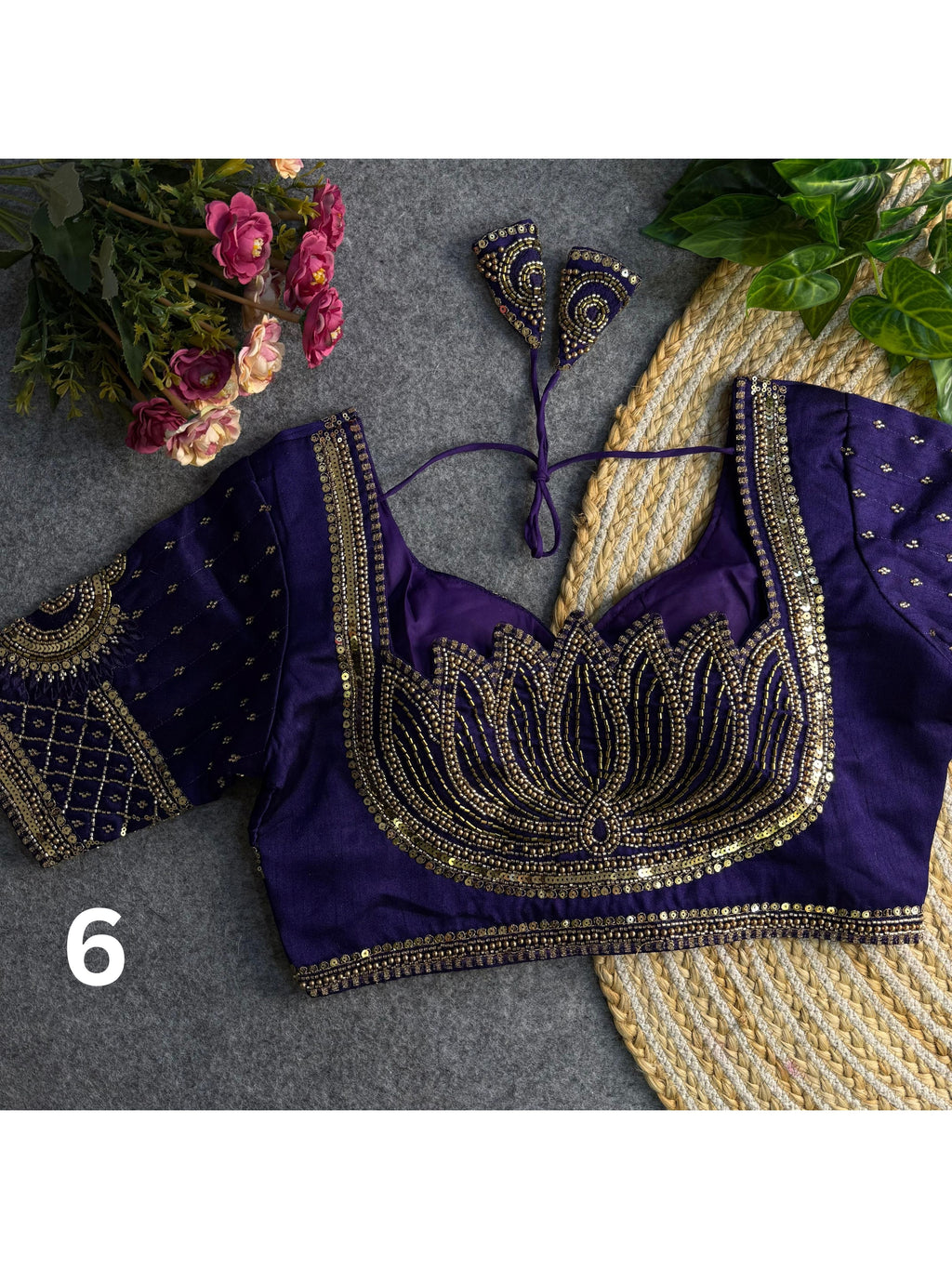 Lotus Beads Work Designer Blouse