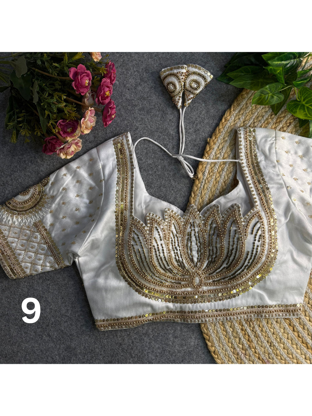 Lotus Beads Work Designer Blouse